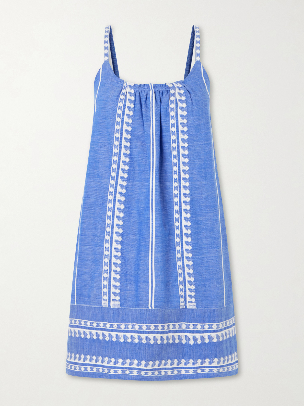 Lemlem Zine Cotton-gauze Mini Dress In Blue