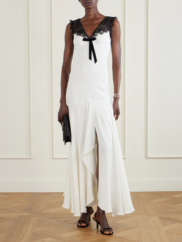 Rodarte - Silk-satin and cotton-blend lace maxi dress | Plush