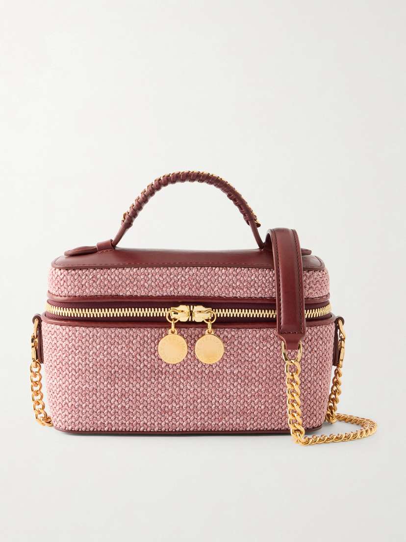 Stella McCartney Falabella Vanity Case Vegetarian Leather-trimmed Raffia Shoulder Bag