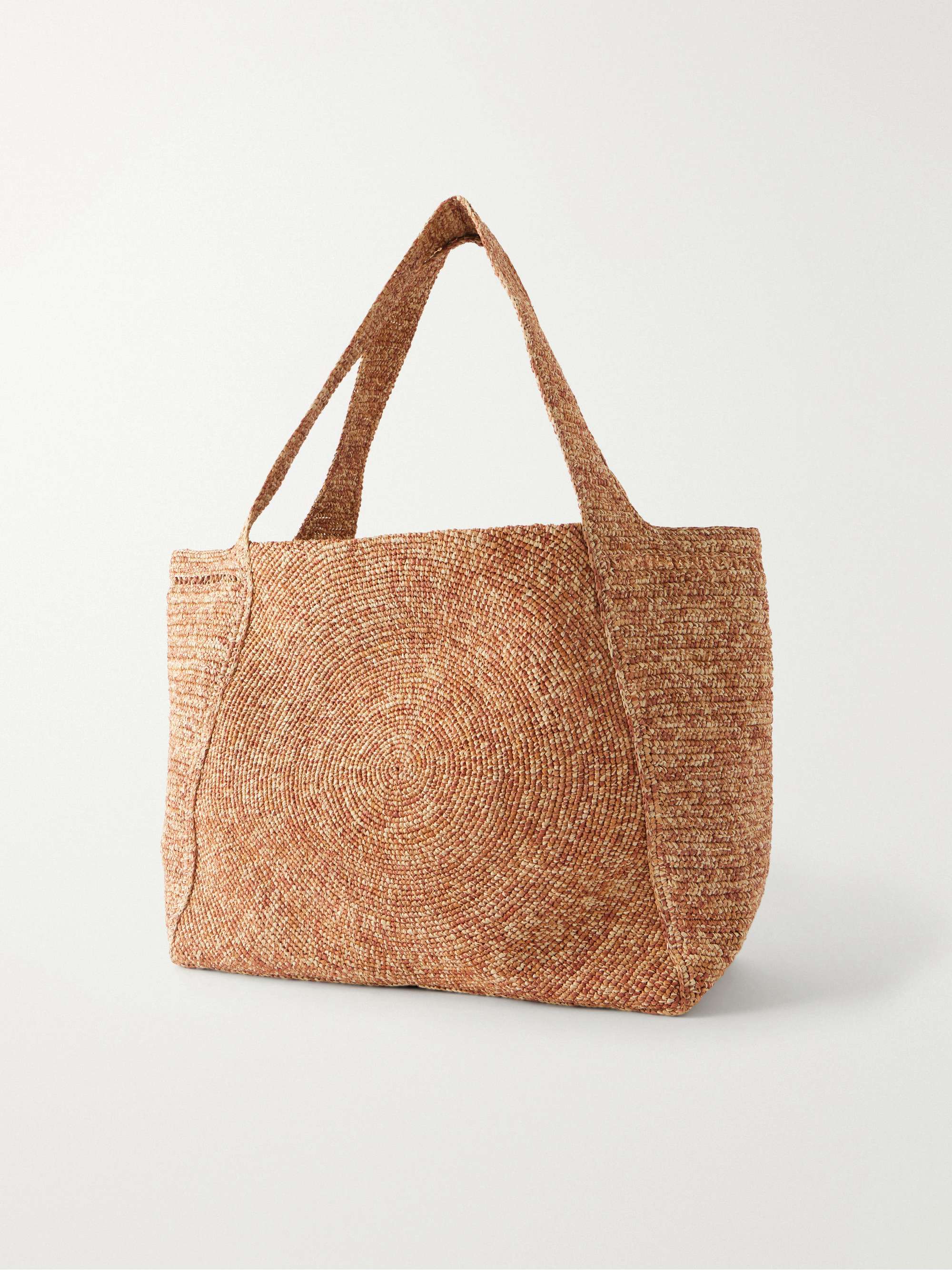 STELLA MCCARTNEY Logo-embroidered raffia tote bag | NET-A-PORTER