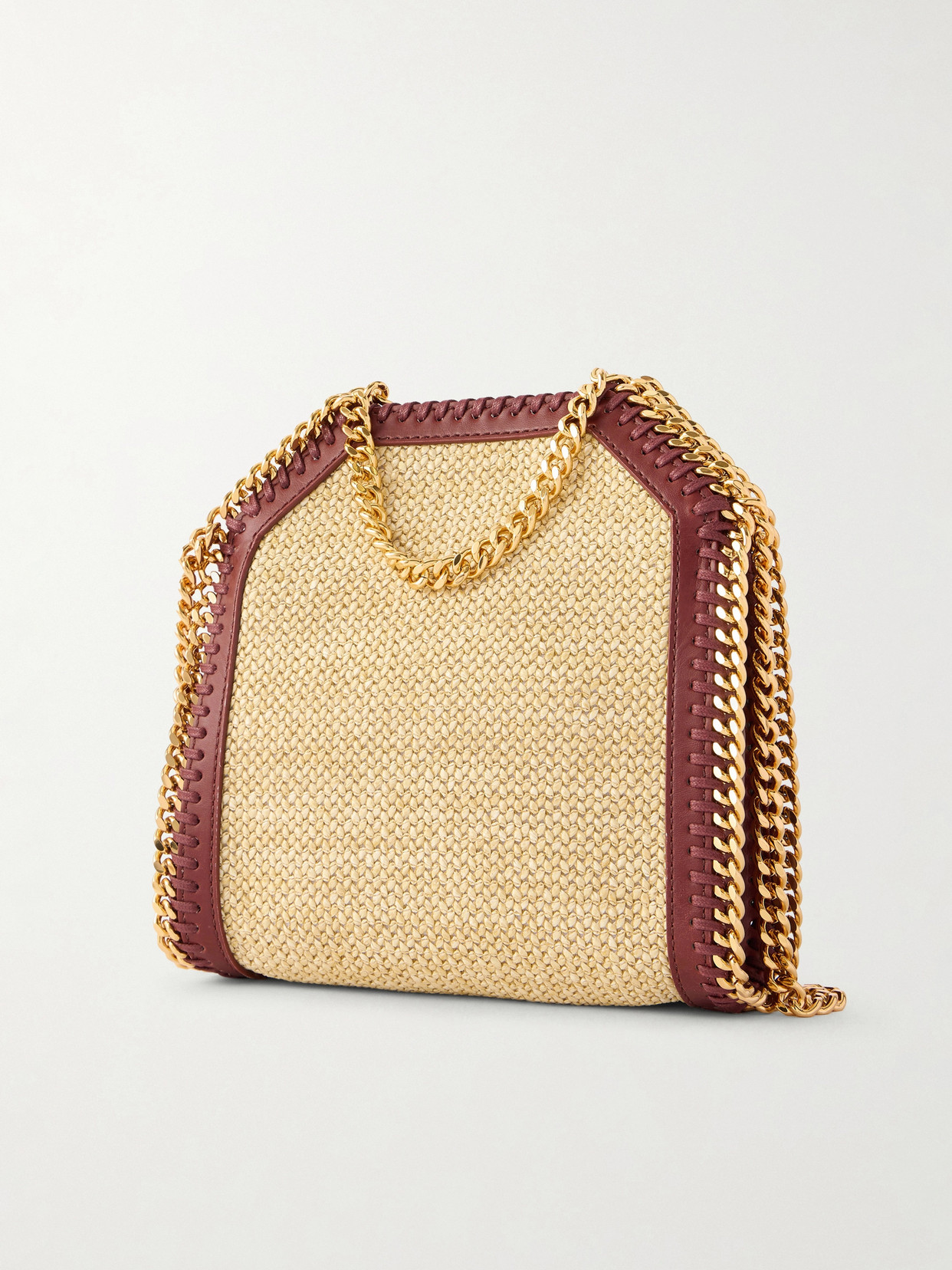 The Falabella Tiny Vegetarian Material-Trimmed Raffia Shoulder Bag