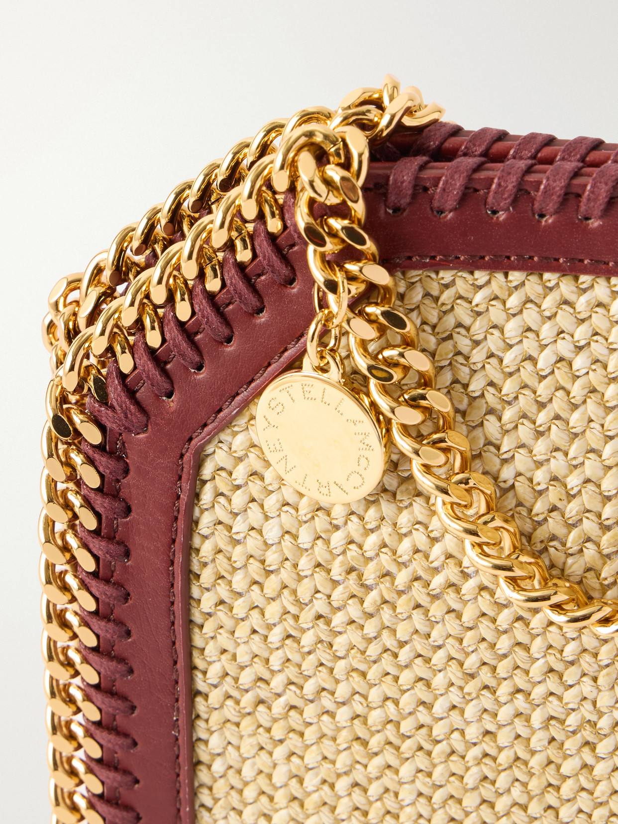 The Falabella Tiny Vegetarian Material-Trimmed Raffia Shoulder Bag