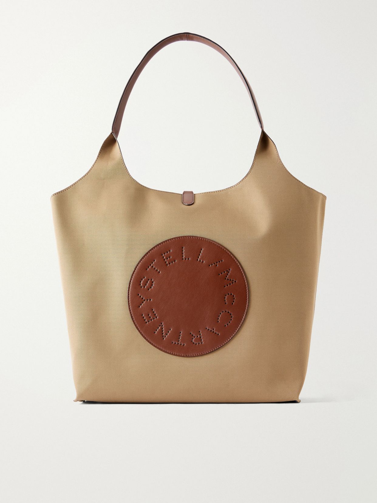 Logo-embossed reversible vegetarian material and cotton-twill tote