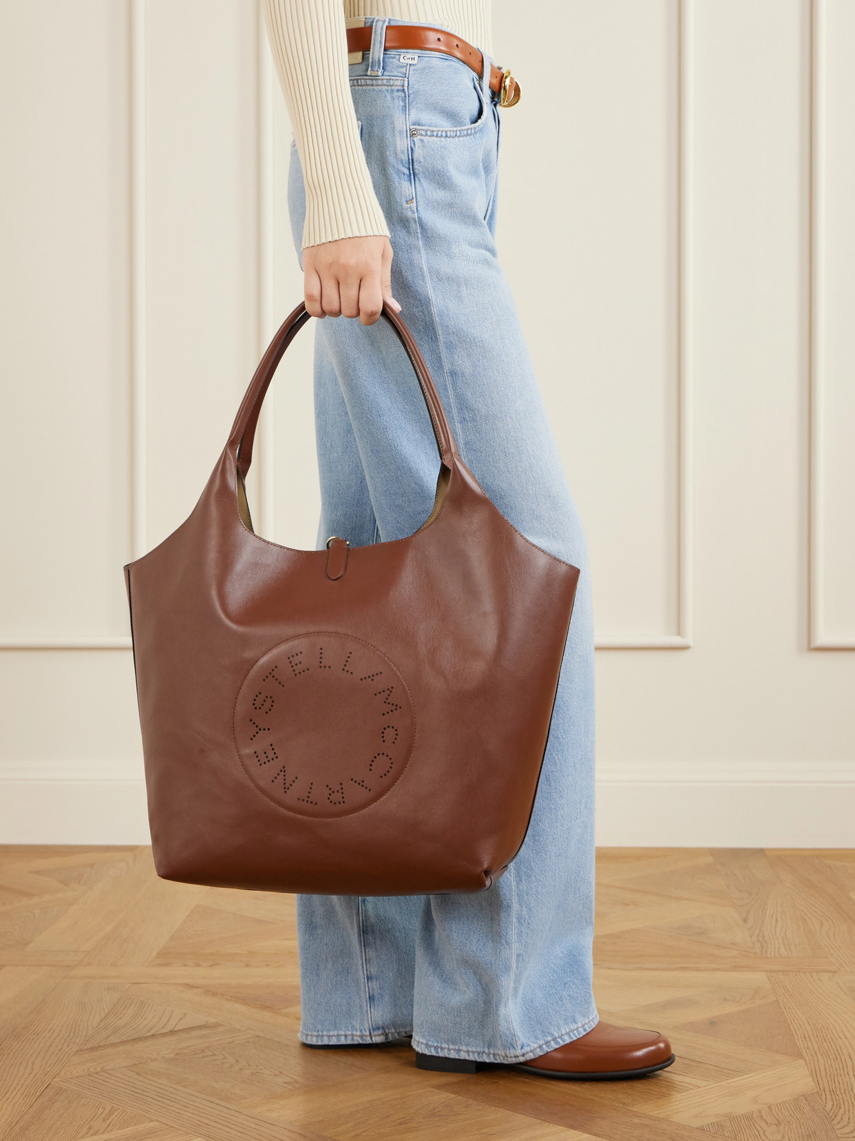 Logo-Embossed Reversible Vegetarian Material And Cotton-Twill Tote