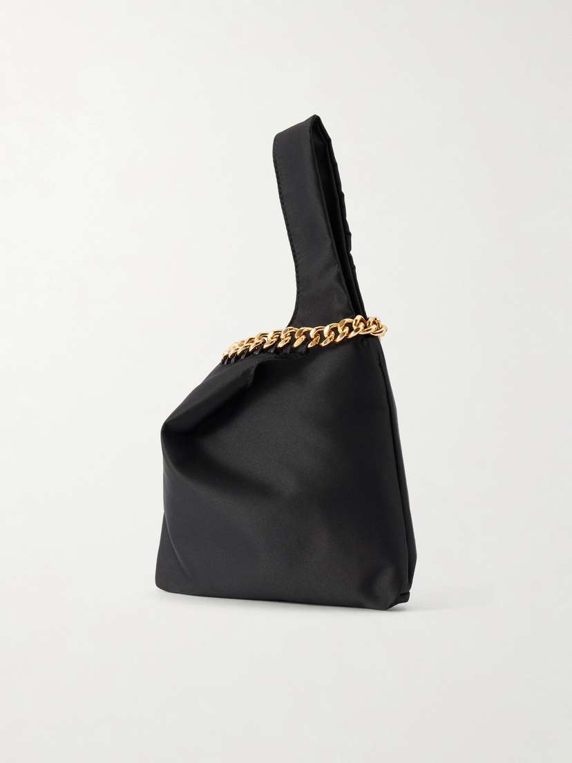 Stella McCartney Farabella Logo-embellished Gold-tone And Satin Wristlet Tote | Thumbnail 4 Stella McCartney Farabella Logo-embellished Gold-tone And Satin Wristlet Tote | Thumbnail 4