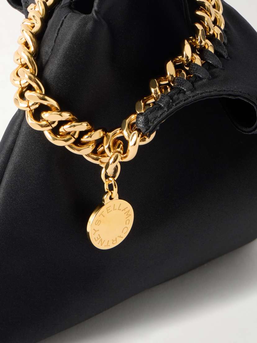 Stella McCartney Farabella Logo-embellished Gold-tone And Satin Wristlet Tote | Thumbnail 5 Stella McCartney Farabella Logo-embellished Gold-tone And Satin Wristlet Tote | Thumbnail 5