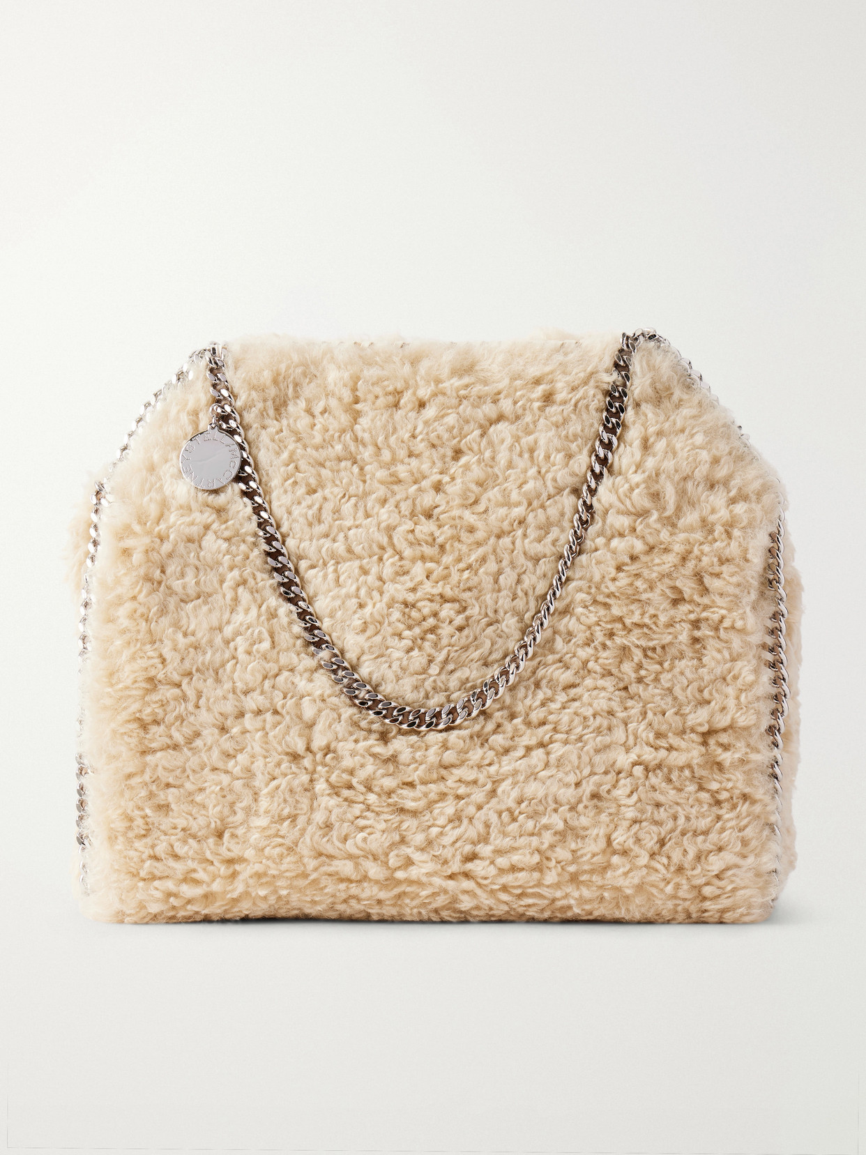 Stella Mccartney Falabella Chain-detailed Plush Tote In Neutrals