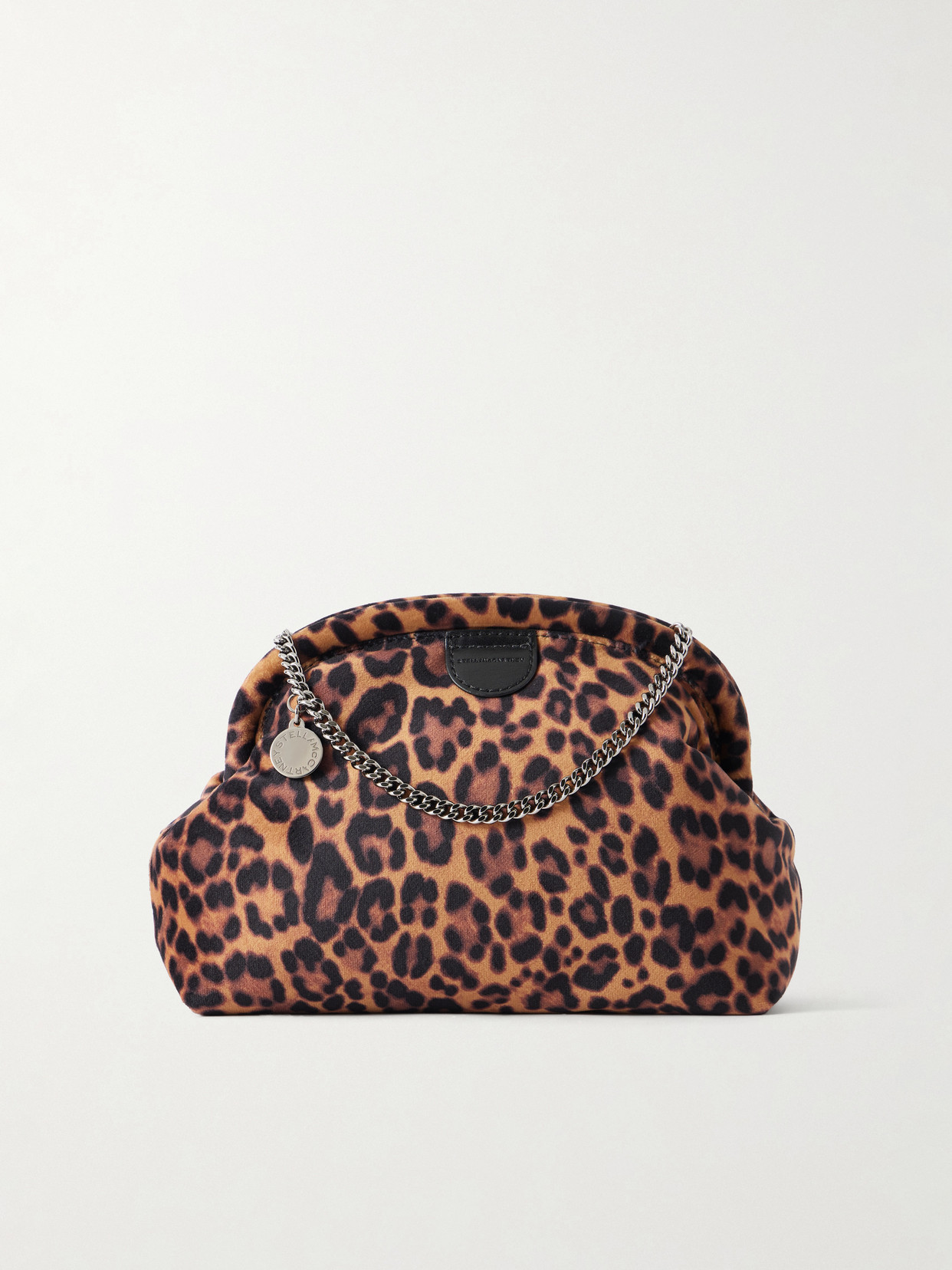 Stella Mccartney Falabella Leopard-print Velvet Clutch In Animal Print