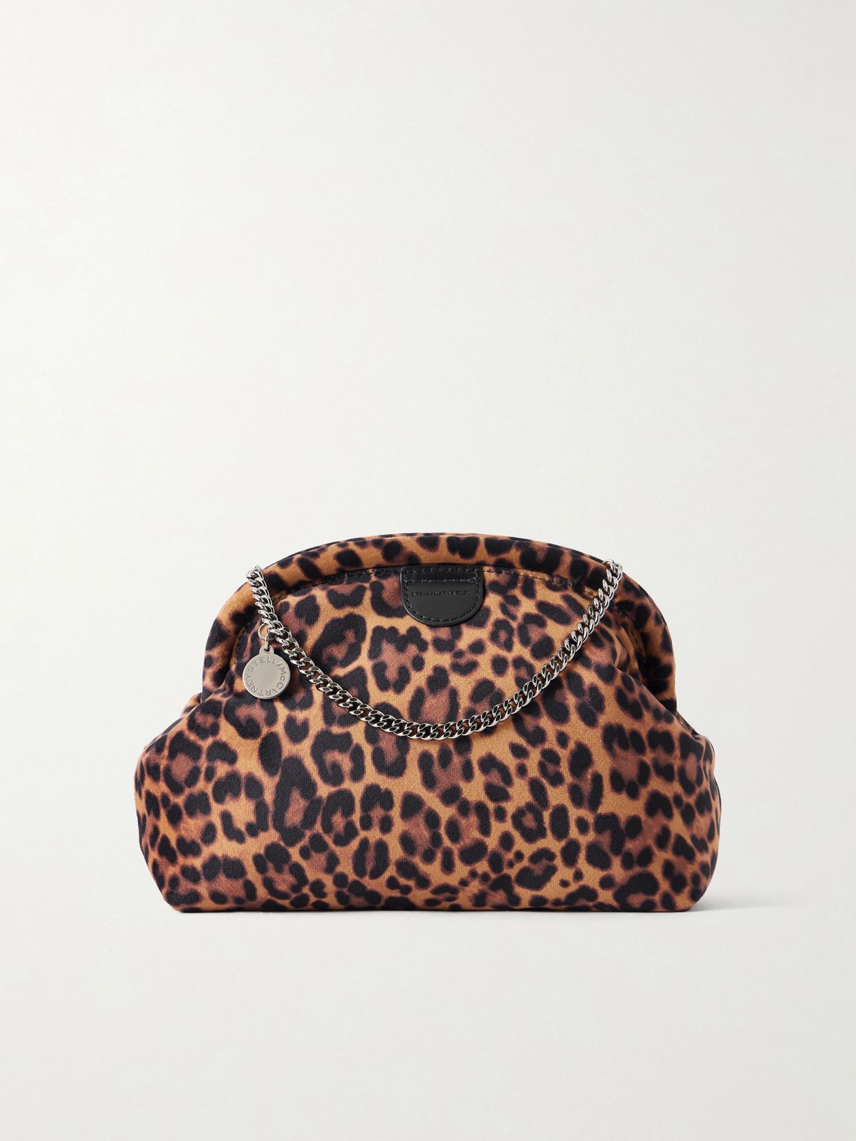 Falabella leopard-print velvet clutch