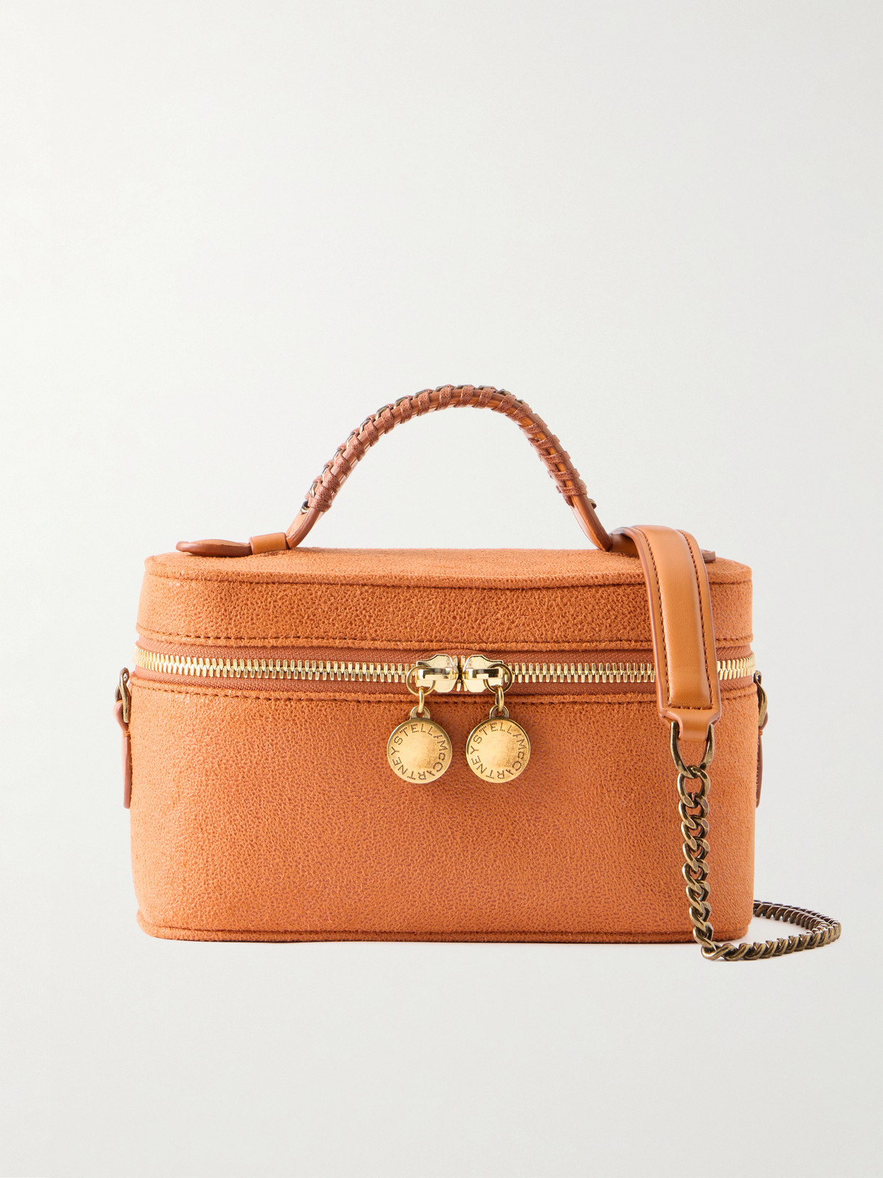 Stella Mccartney Falabella Vanity Metallic Vegetarian Leather Shoulder Bag In Orange