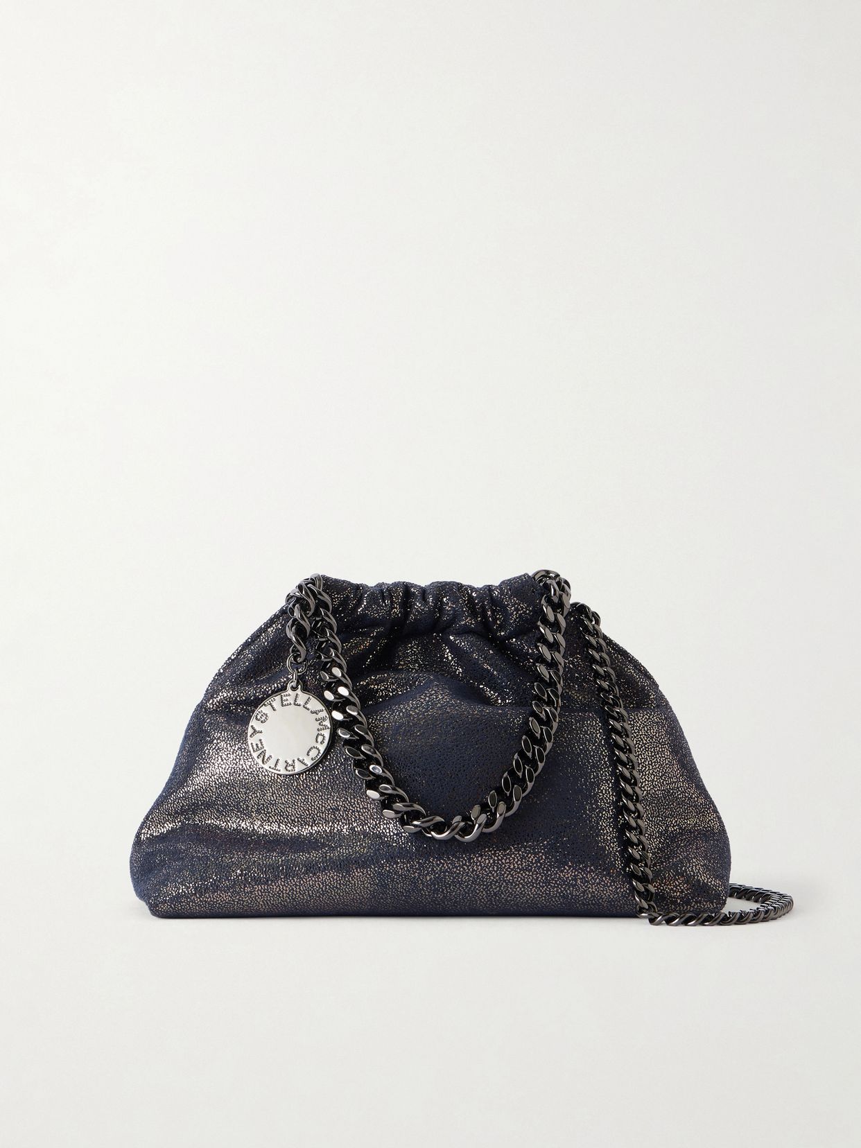 Falabella Mini metallic vegetarian material drawstring bag