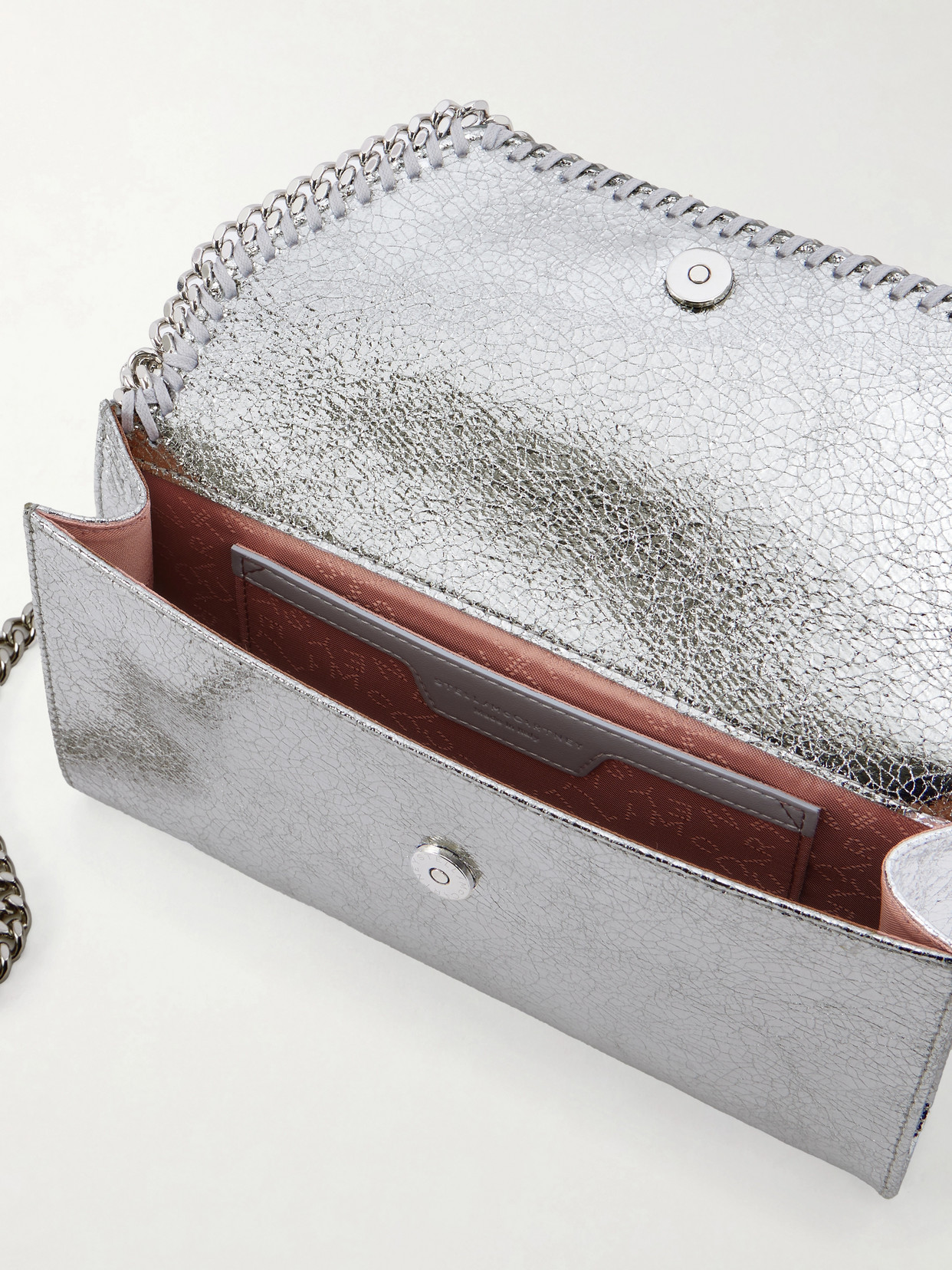 The Falabella Crinkled Metallic Chain Wallet