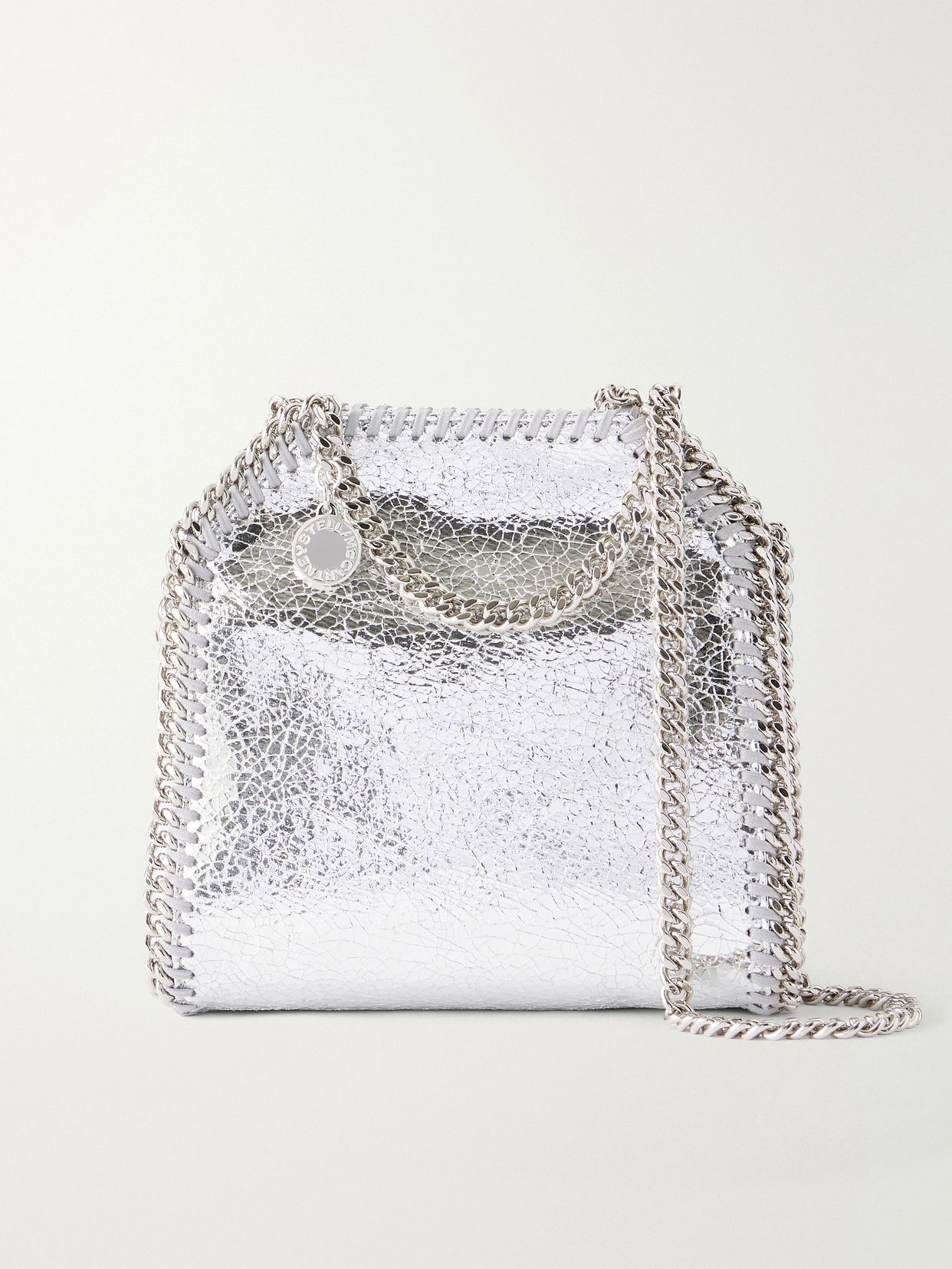 falabella tiny crinkled metallic shoulder bag