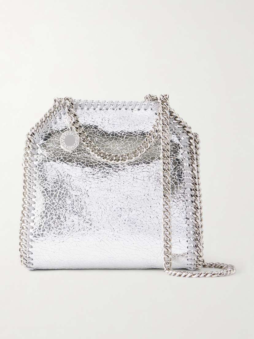 Stella McCartney Falabella Tiny Crinkled Metallic Shoulder Bag