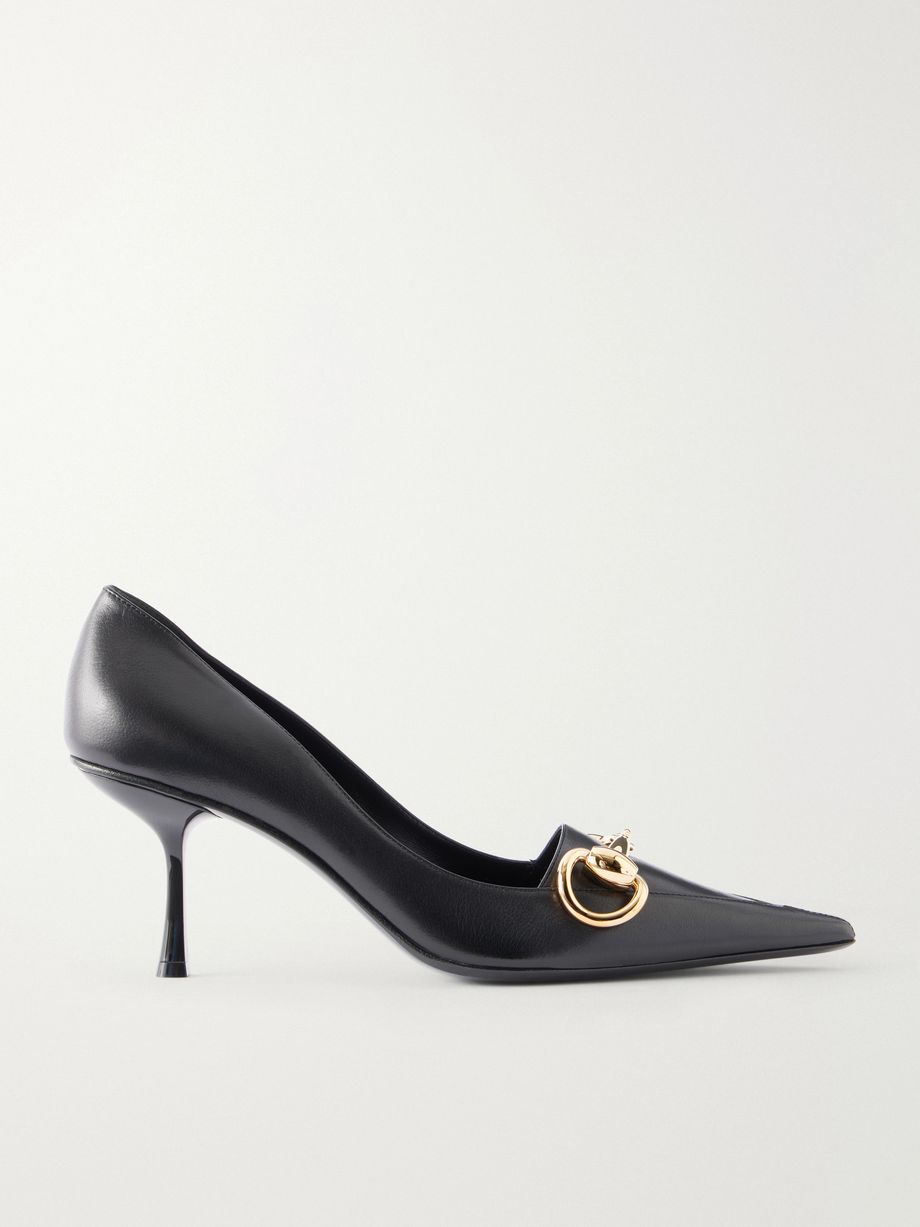 Horsebit-embellished leather pumps