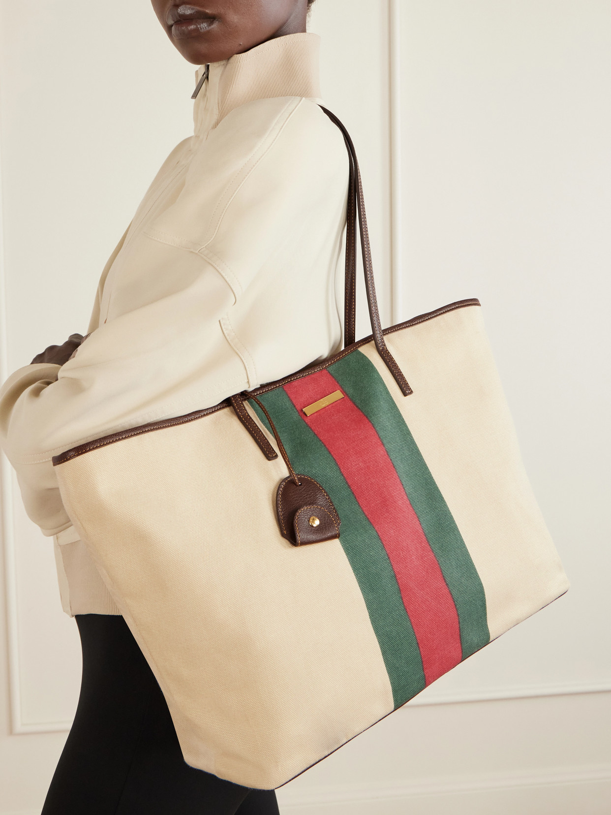 Tribecca Leather-Trimmed Canvas Tote