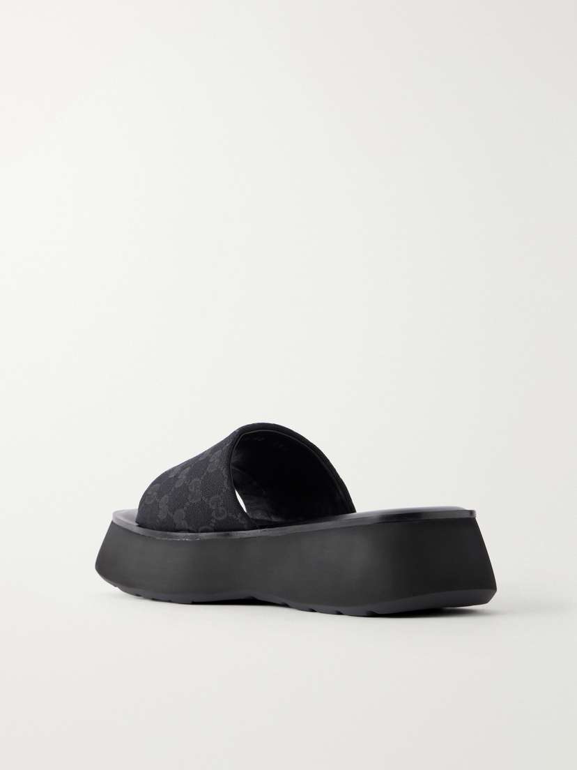 Gucci Gg Supreme-jacquard Leather-trimmed Canvas Platform Slides | Thumbnail 3 Gucci Gg Supreme-jacquard Leather-trimmed Canvas Platform Slides | Thumbnail 3
