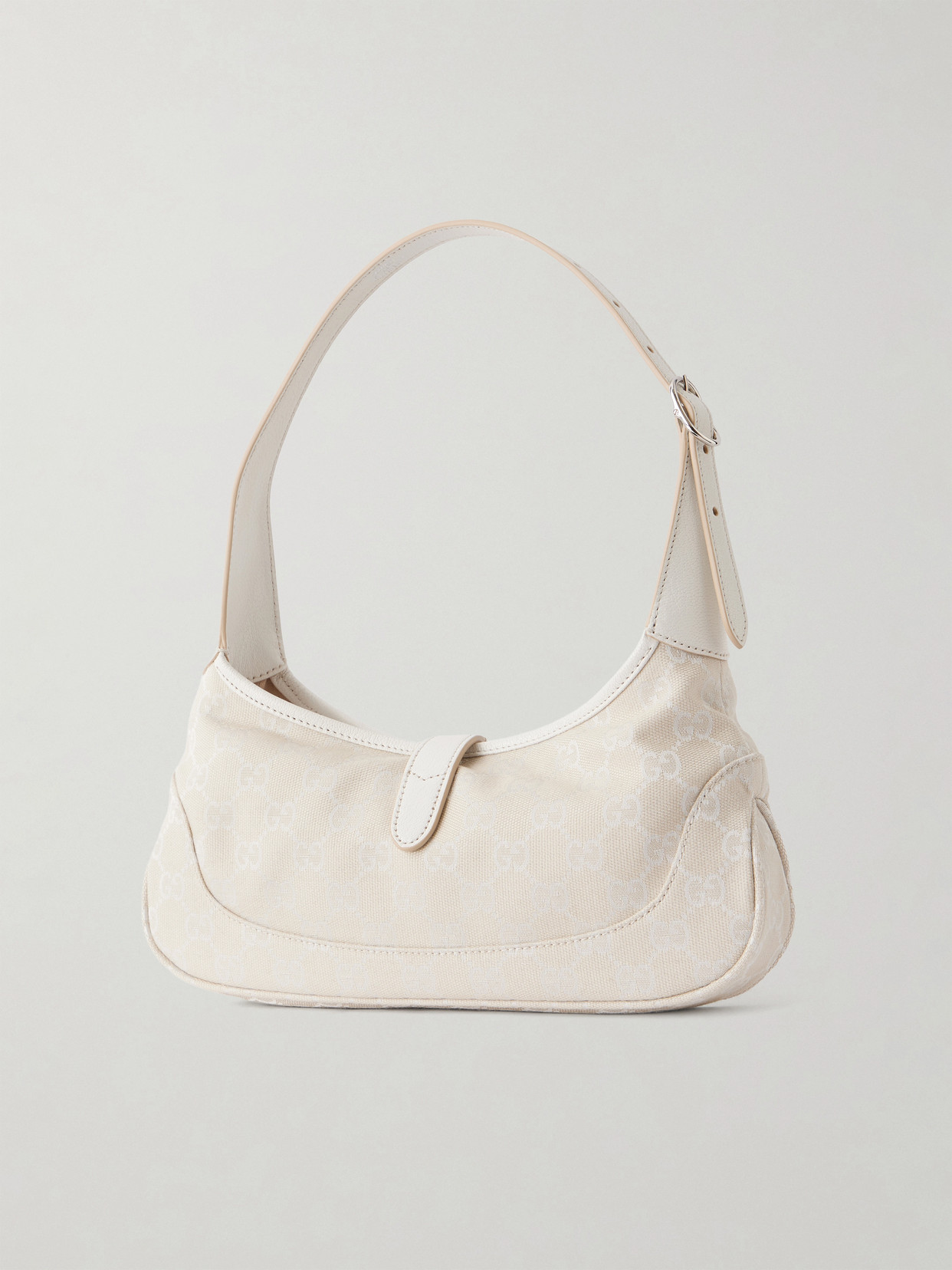 Jackie 1961 Logo-Jacquard Leather-Trimmed Canvas Shoulder Bag
