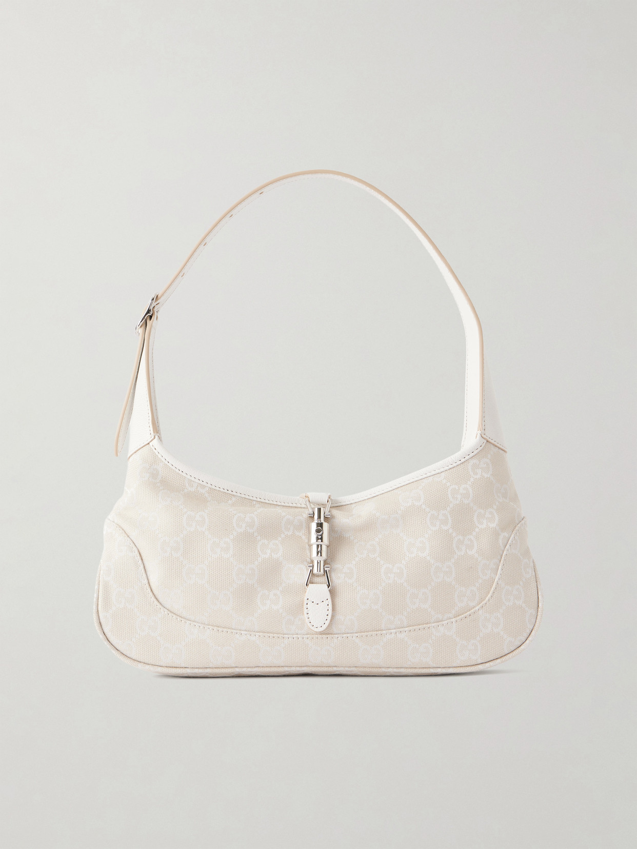 Jackie 1961 Logo-Jacquard Leather-Trimmed Canvas Shoulder Bag