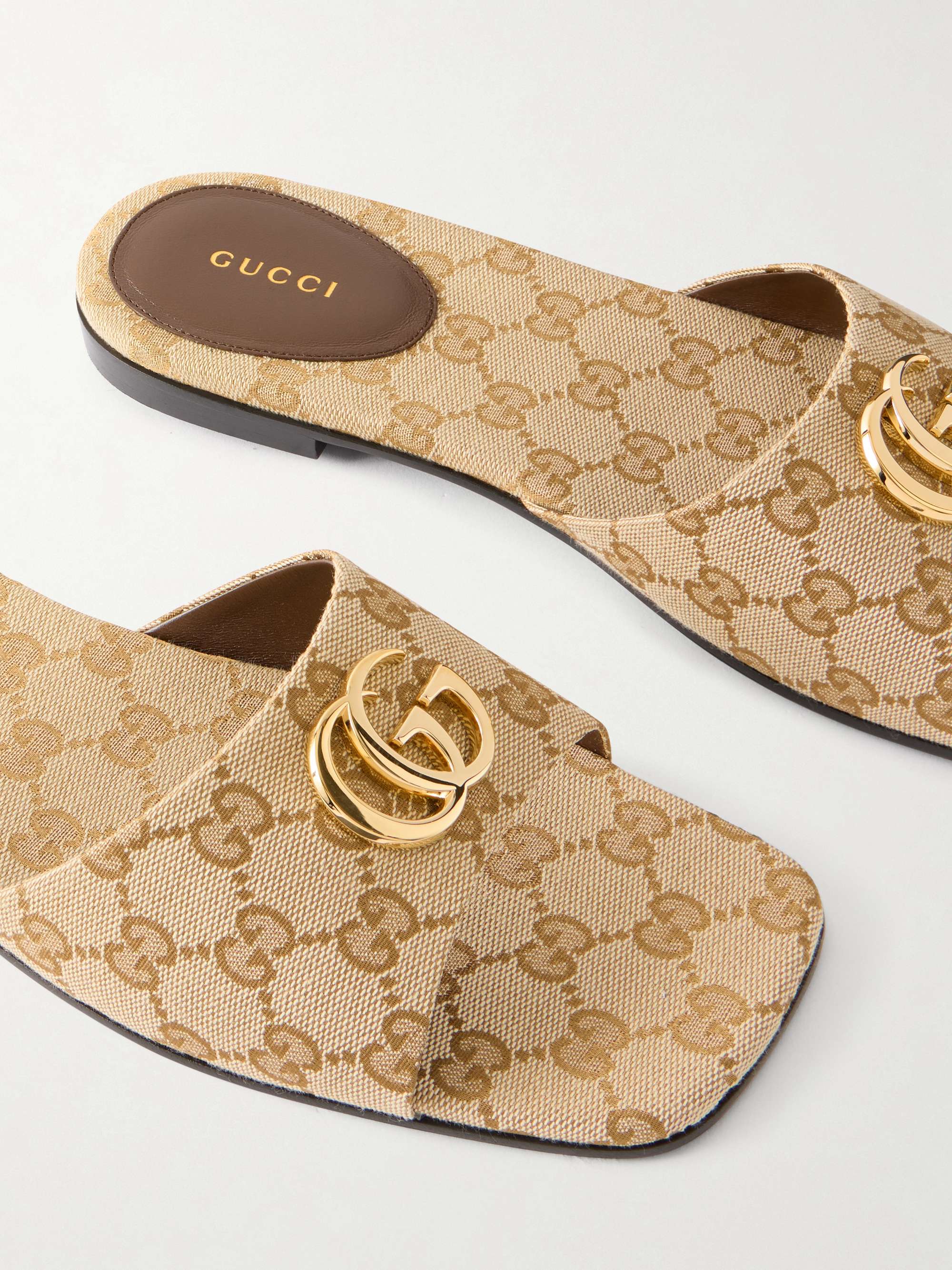 GUCCI Logo-jacquard sandals | NET-A-PORTER