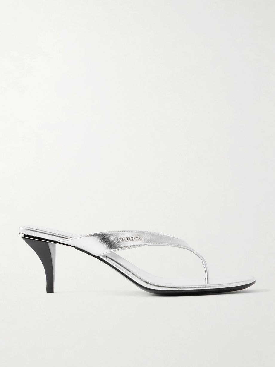 Vittoria logo-embellished metallic leather thong sandals