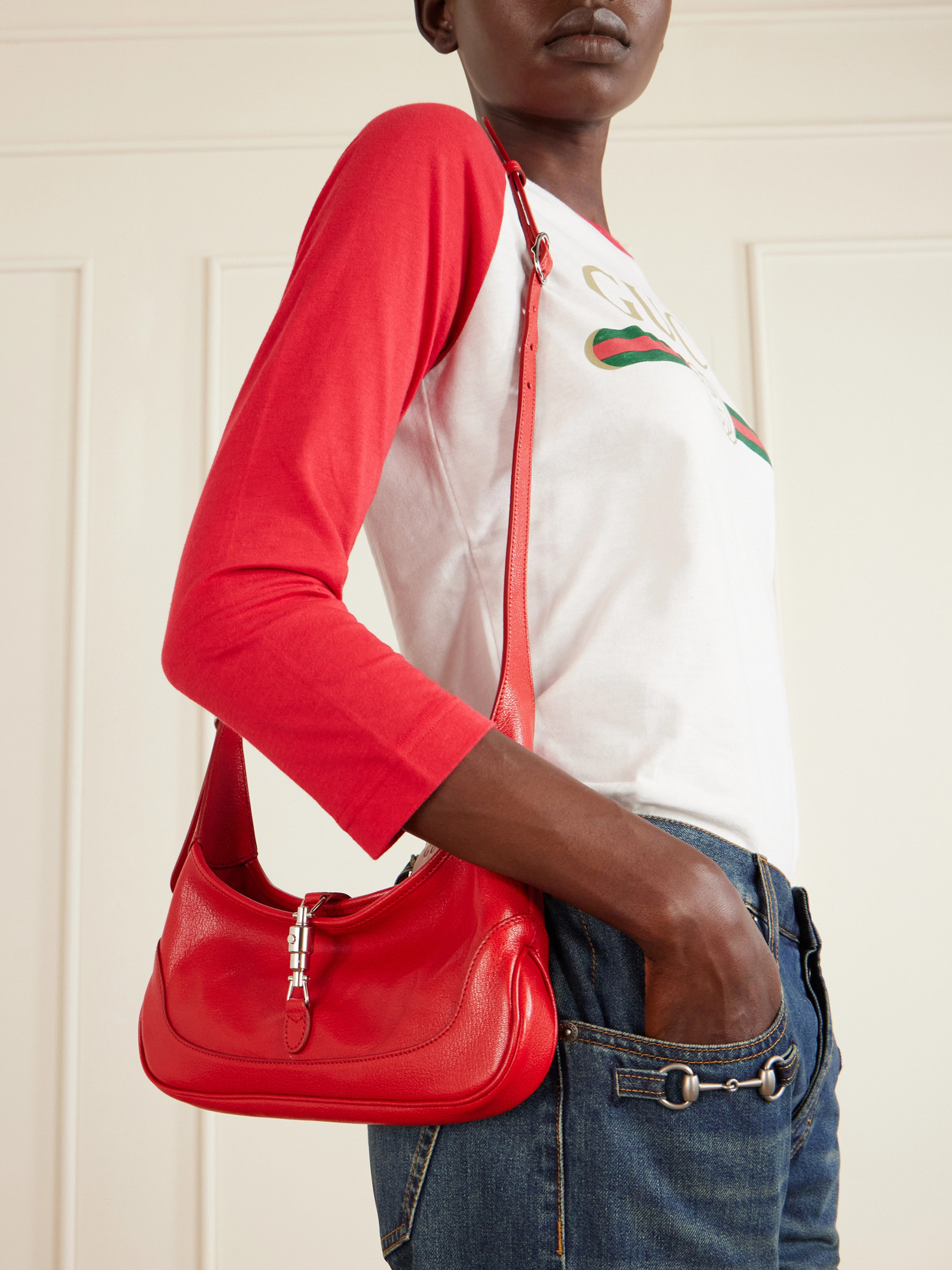 Jackie 1961 Slim Textured-Leather Shoulder Bag