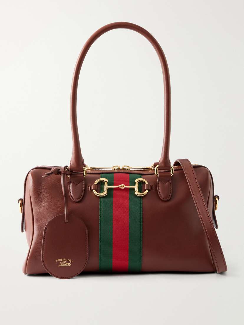 Gucci Borsetto Small Webbing-trimmed Leather Shoulder Bag
