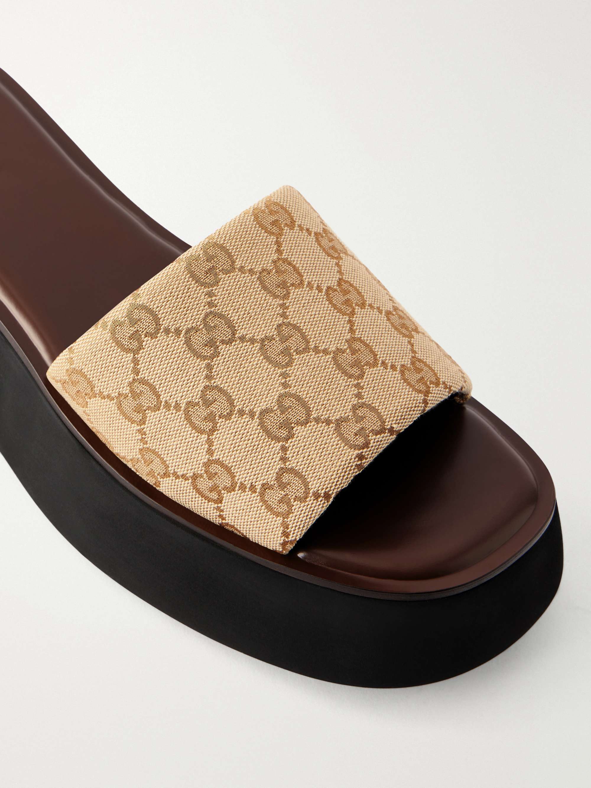 GUCCI GG Supreme-jacquard canvas platform slides | NET-A-PORTER