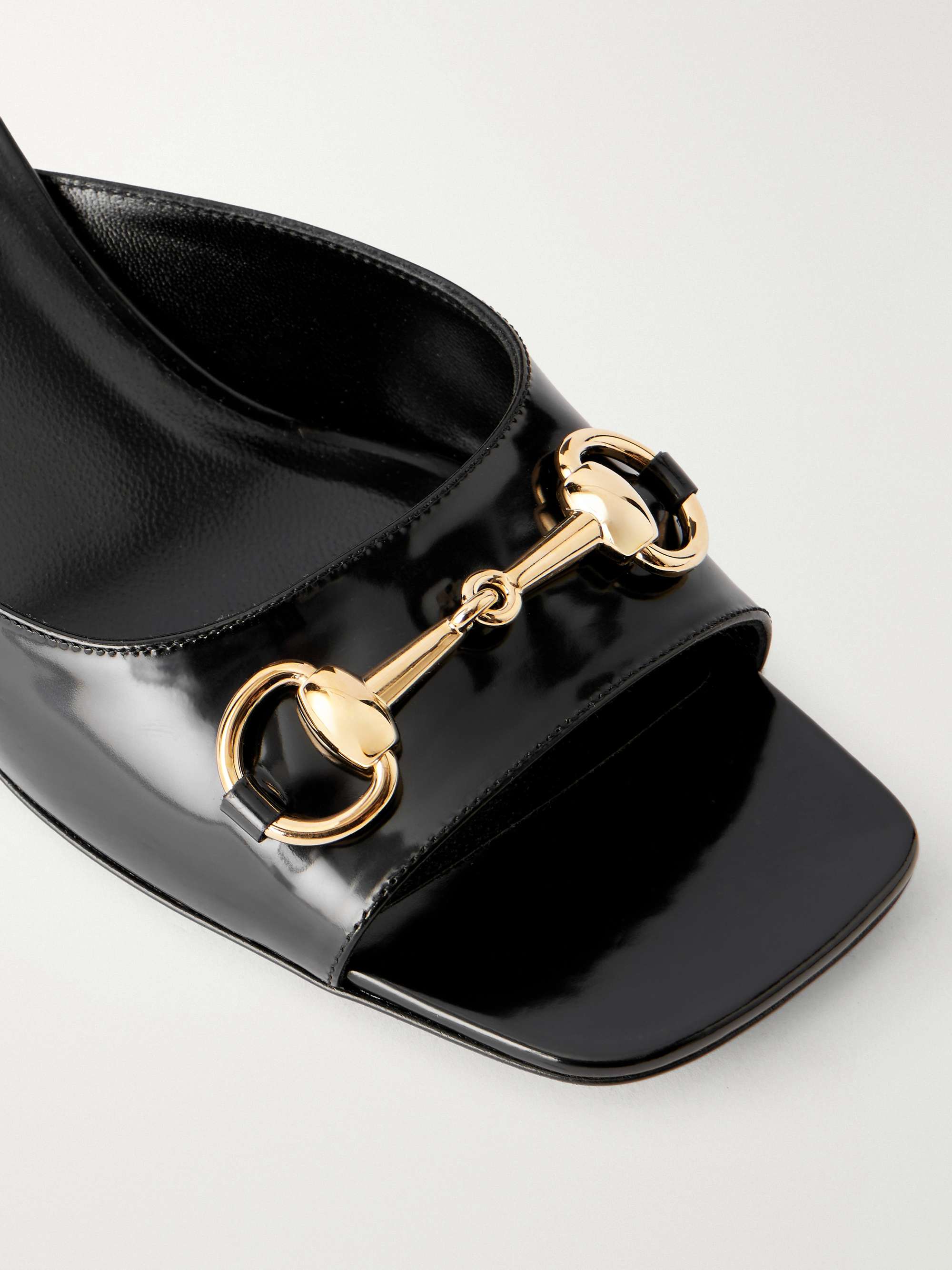 GUCCI ブラックハラコミュール GUCCI Signora Horsebit-embellished leather sandals | NET-A-PORTER