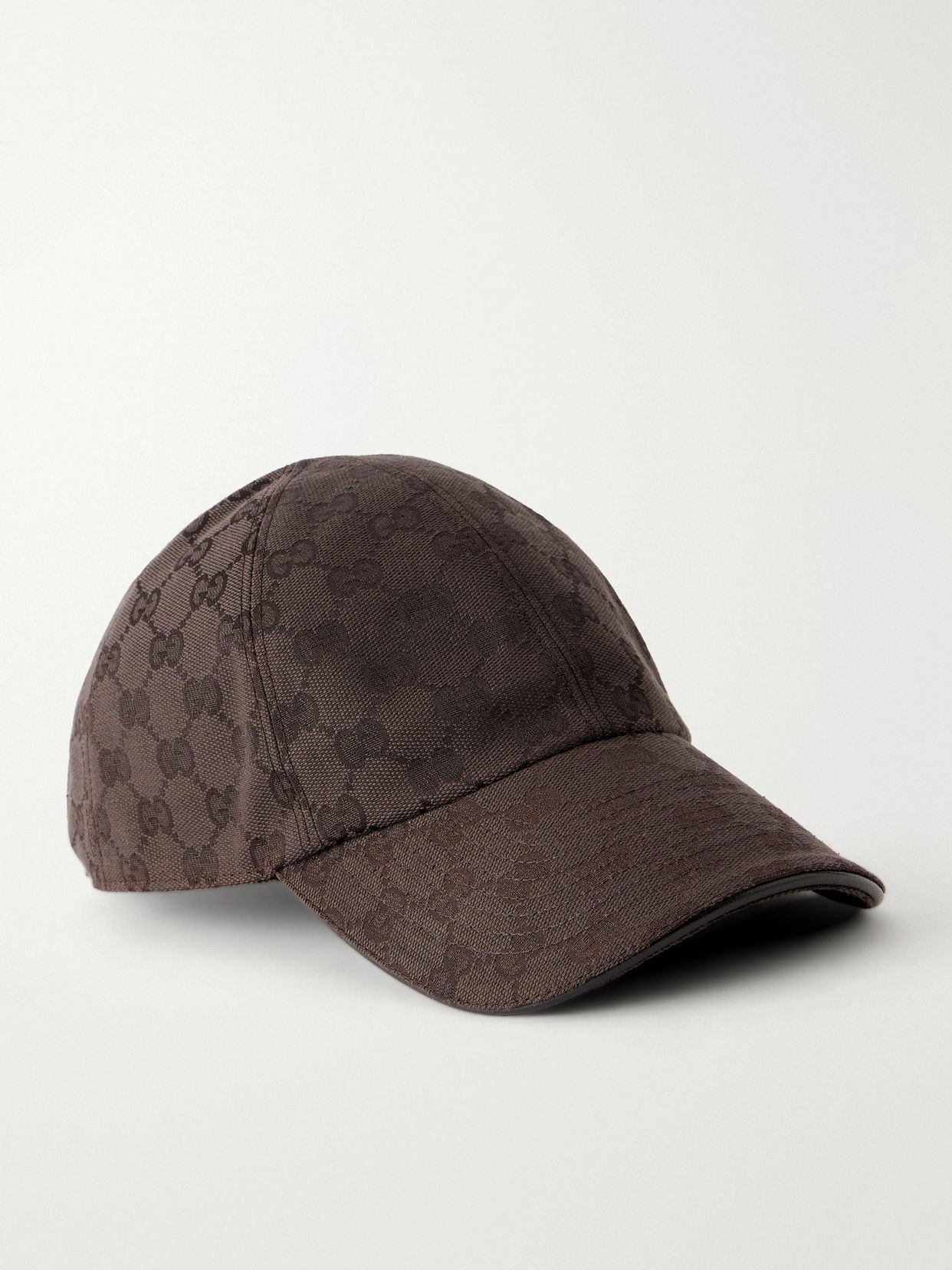 GG Supreme leather-trimmed canvas-jacquard baseball cap