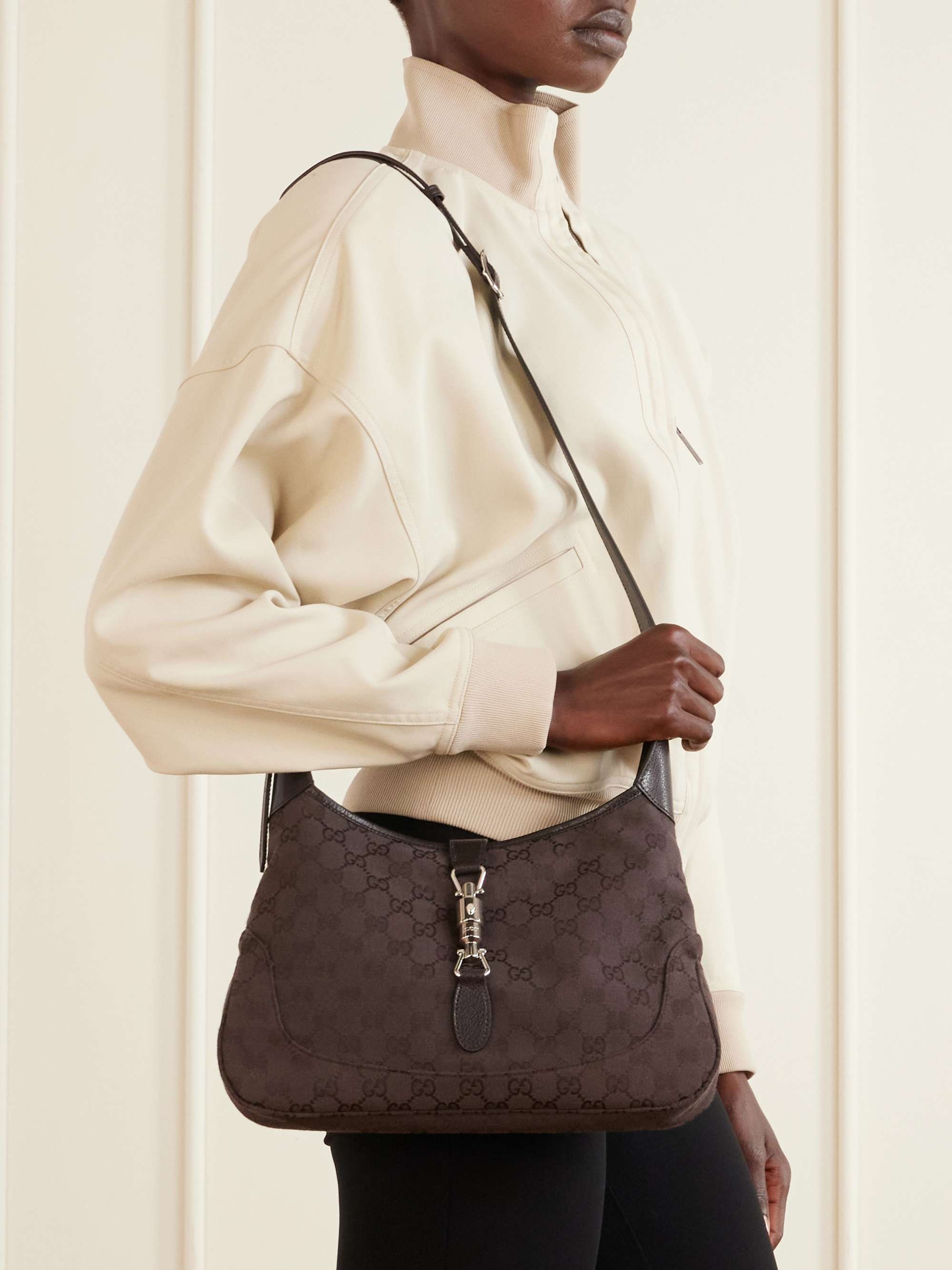 GUCCI Jackie 1961 GG Supreme-jacquard leather-trimmed canvas