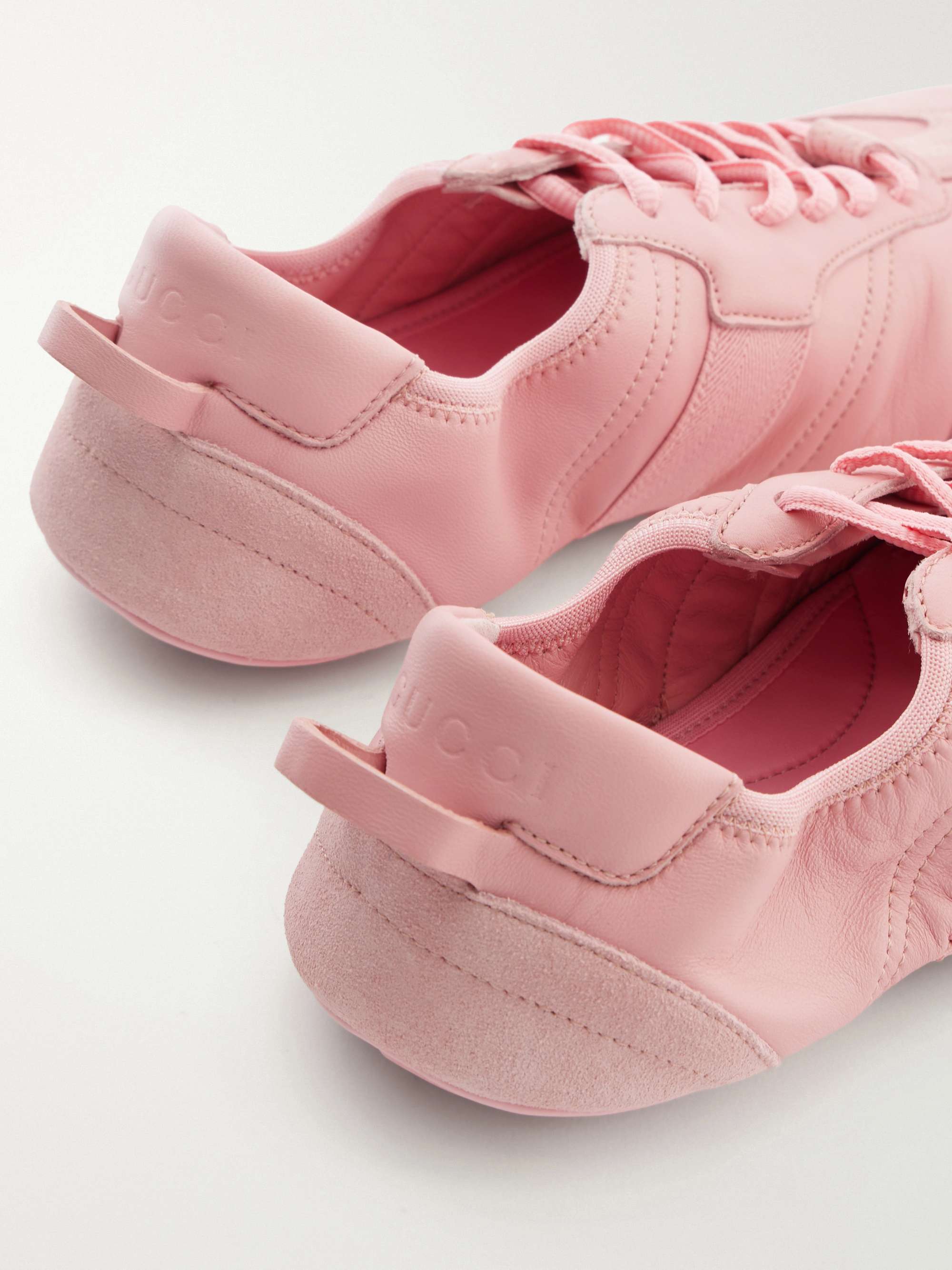 GUCCI Flex suede-trimmed leather sneakers | NET-A-PORTER