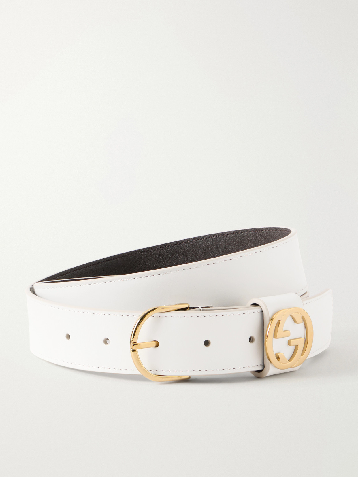 Gucci - Logo-embellished Leather Belt - White