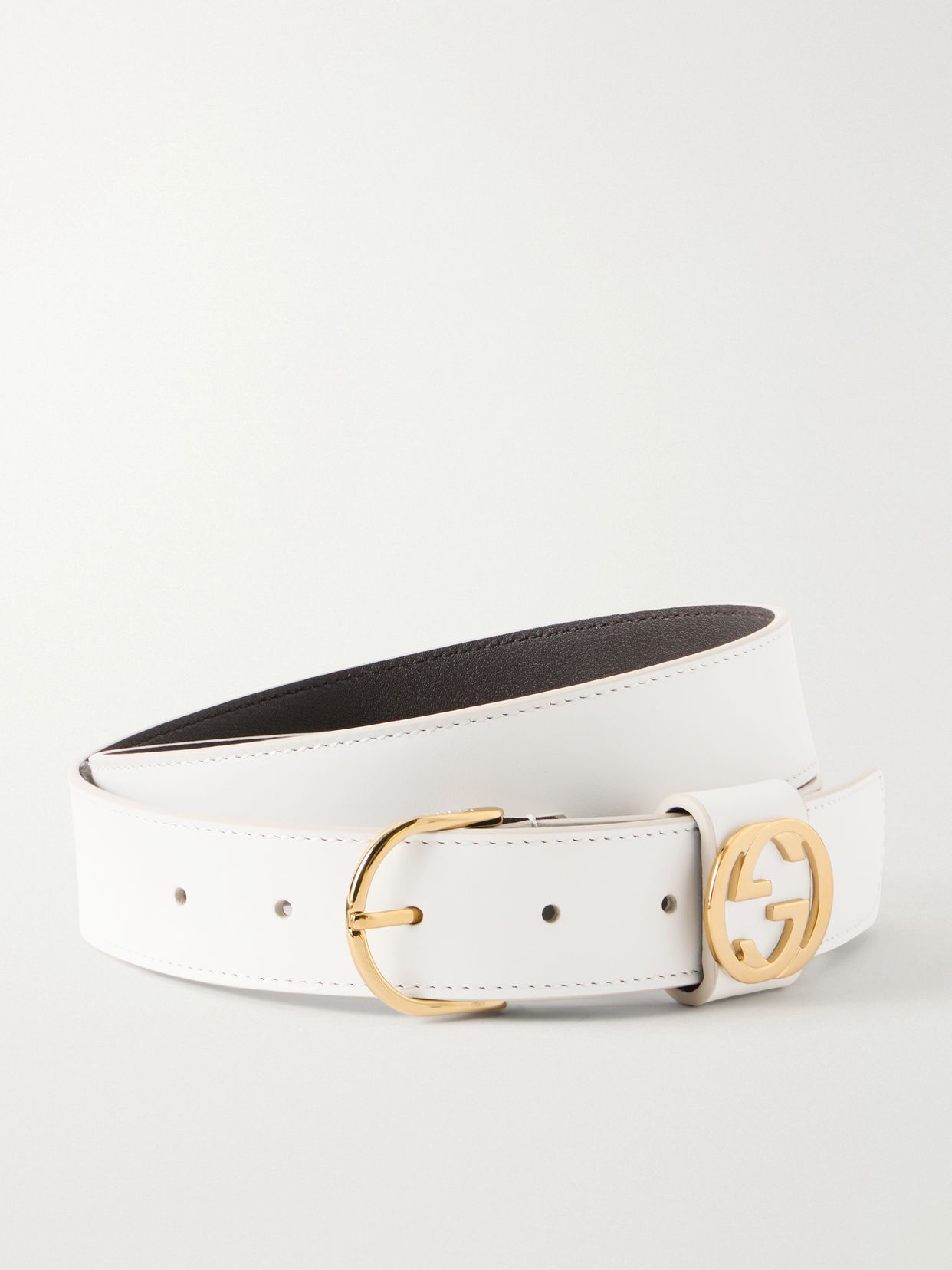 logo embellished leather belt