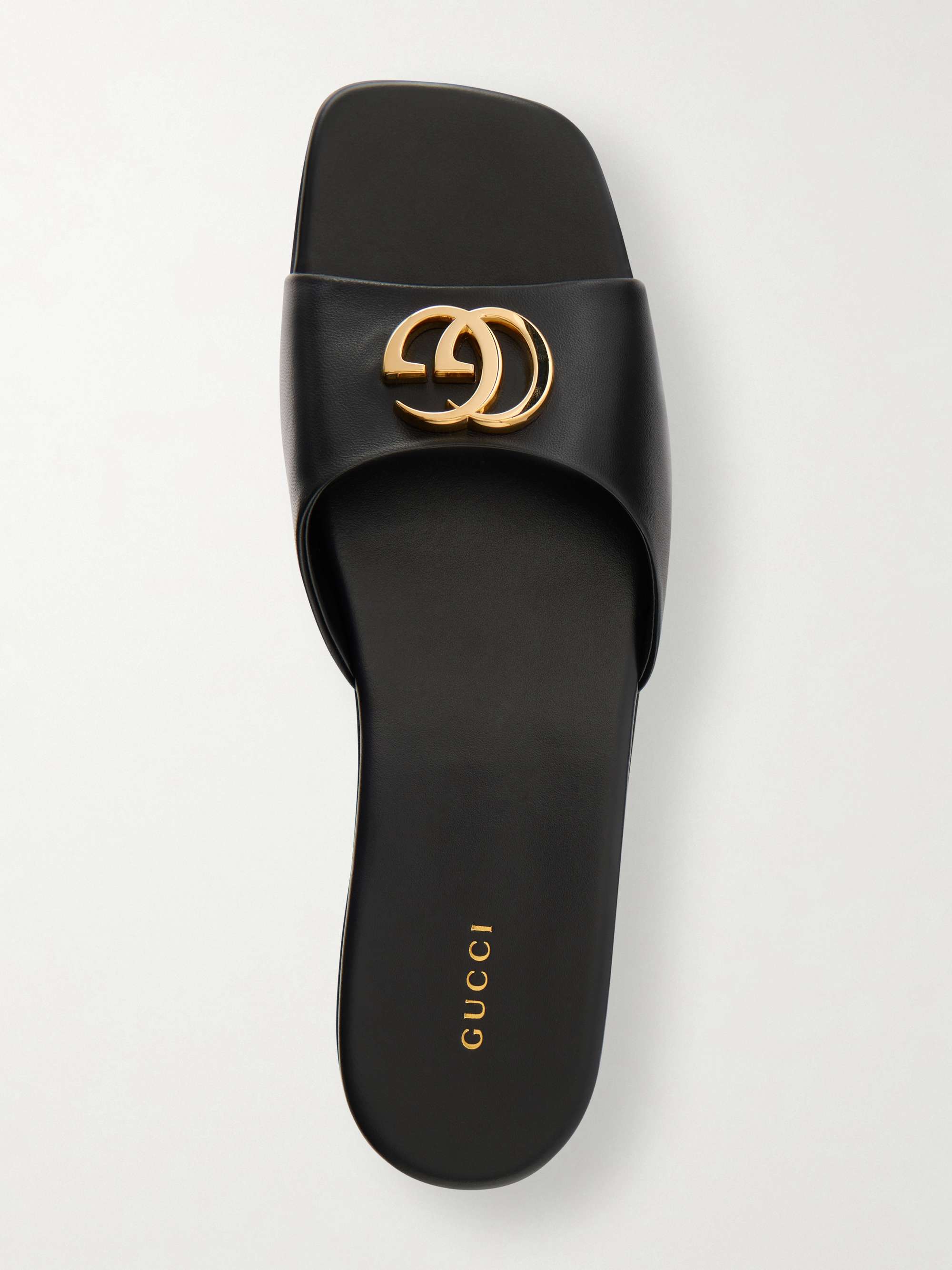 GUCCI Logo-embellished leather slides | NET-A-PORTER