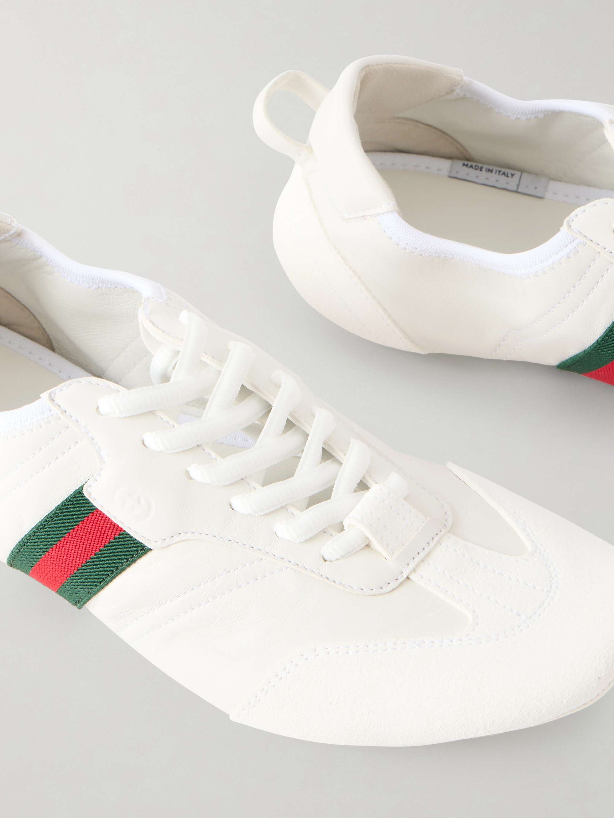 GUCCI Flex suede-trimmed leather sneakers | NET-A-PORTER