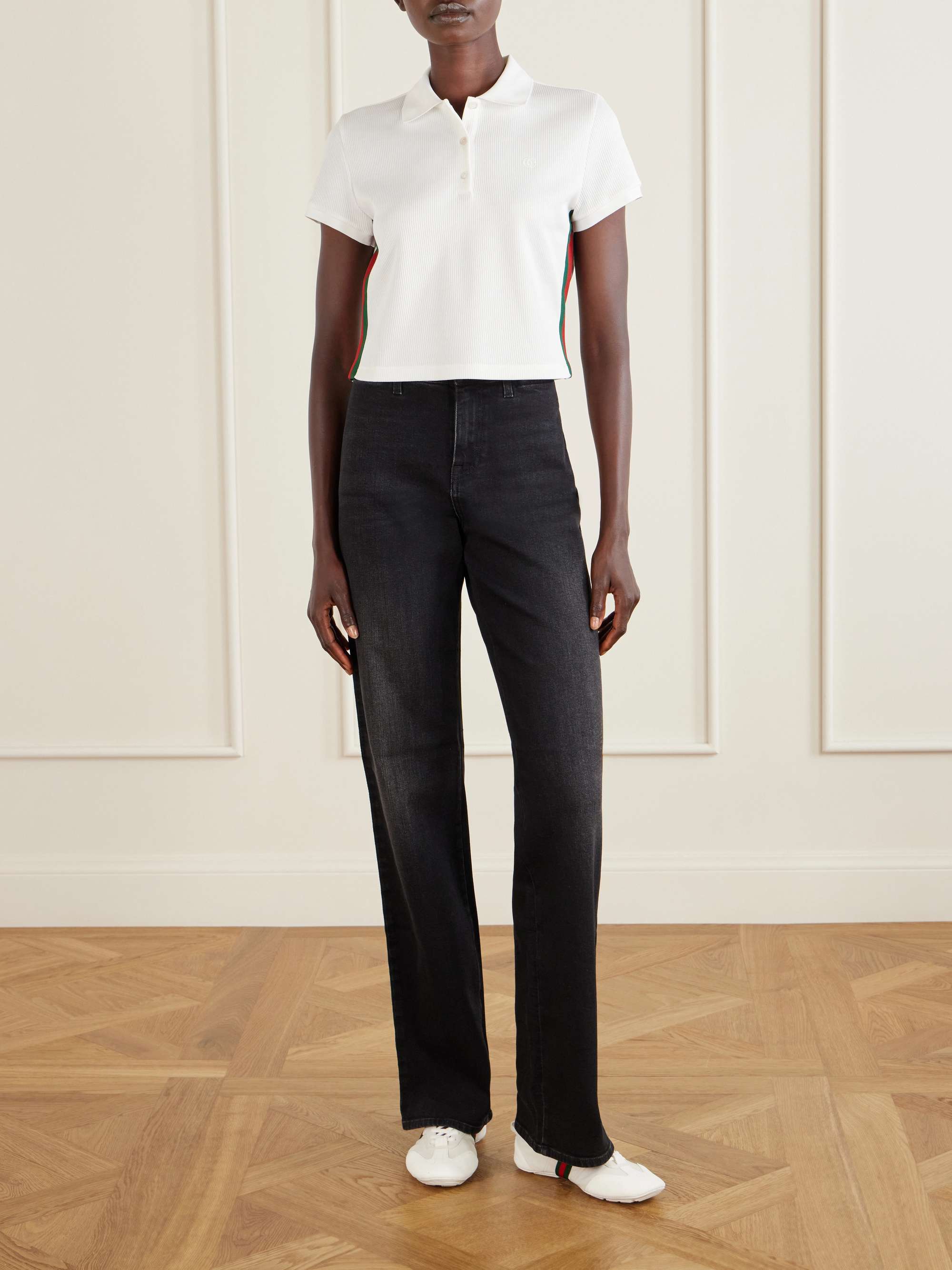 GUCCI Flex suede-trimmed leather sneakers | NET-A-PORTER