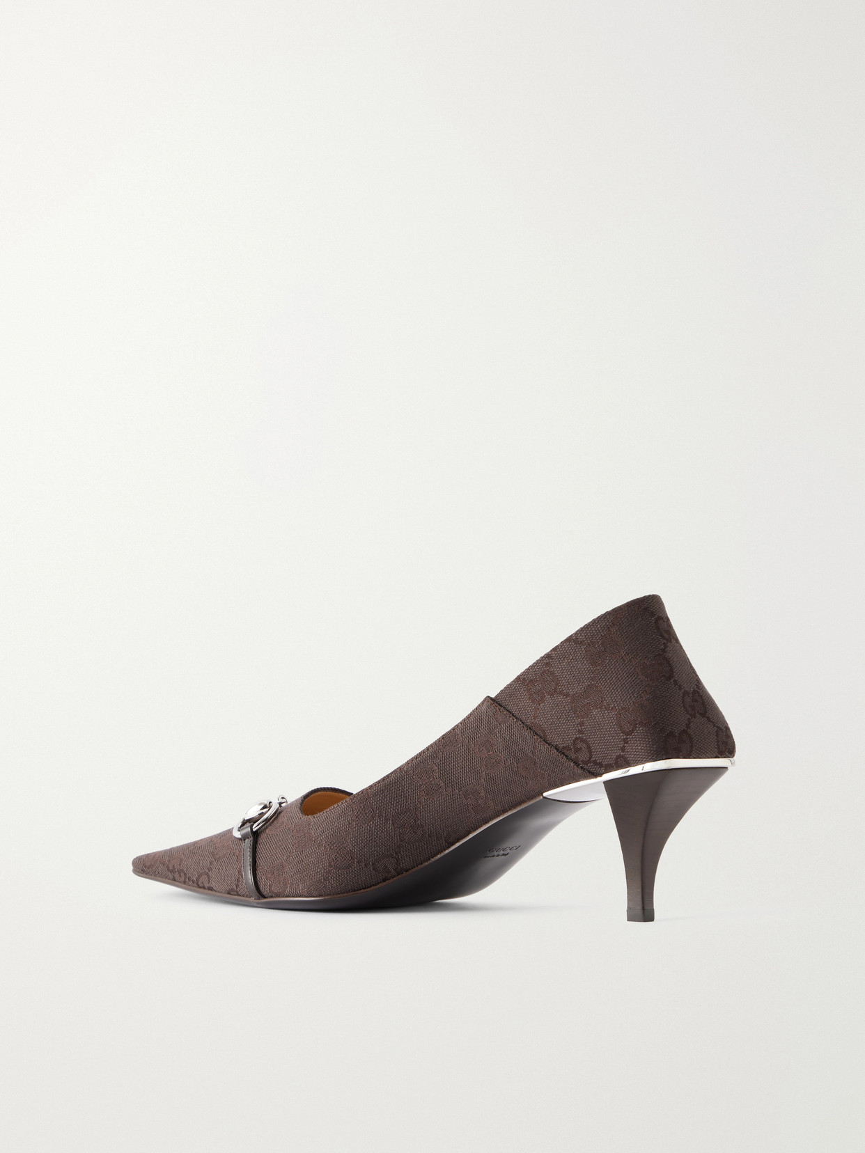 Vittoria Horsebit-Embellished Canvas-Jacquard Pumps