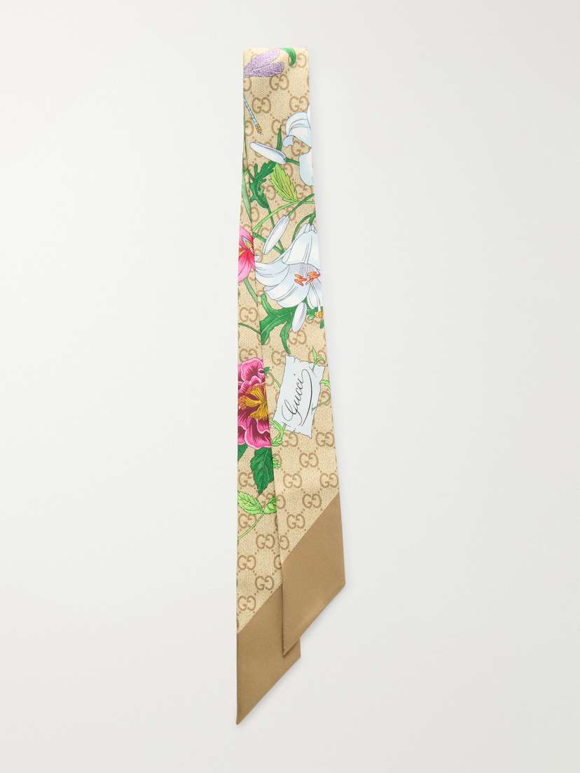 Gucci Flora Printed Silk-twill Scarf