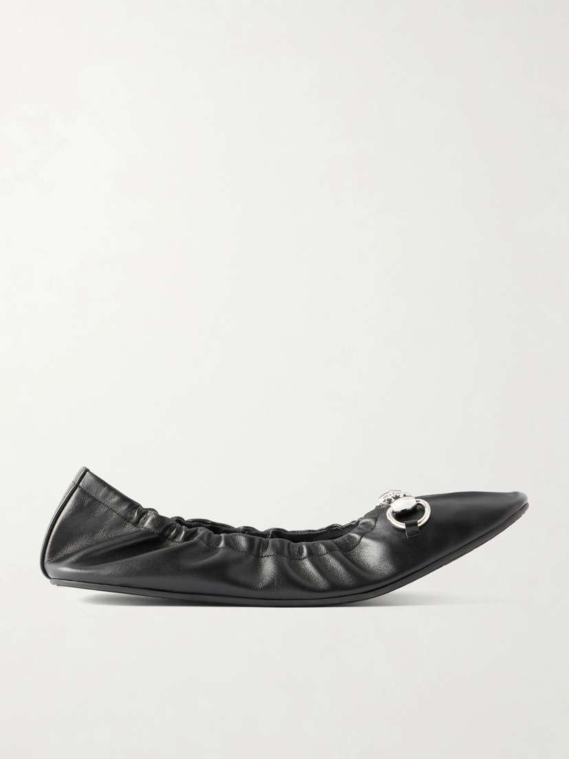 Gucci Prima Horsebit-embellished Leather Ballet Flats