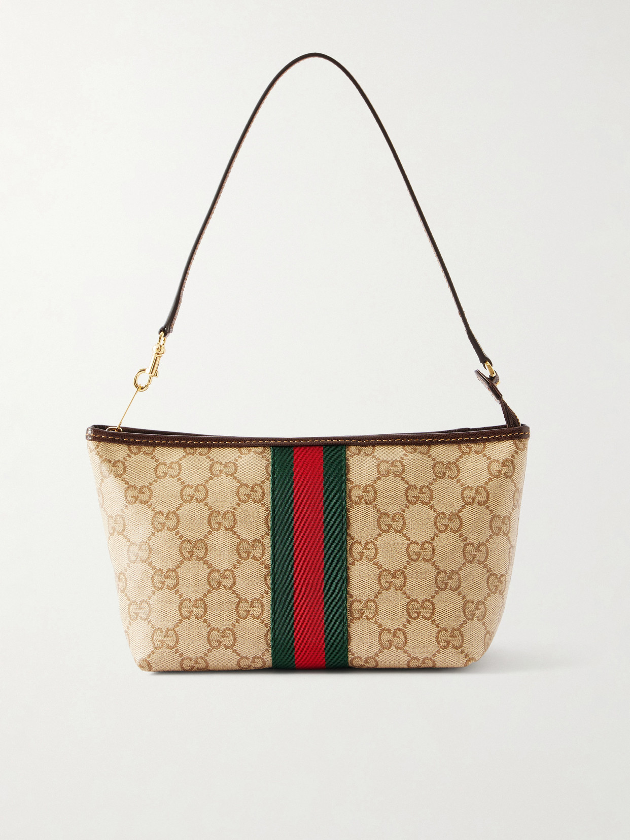 Gucci - Mini Leather And Webbing-trimmed Coated-canvas Shoulder Bag - Neutrals