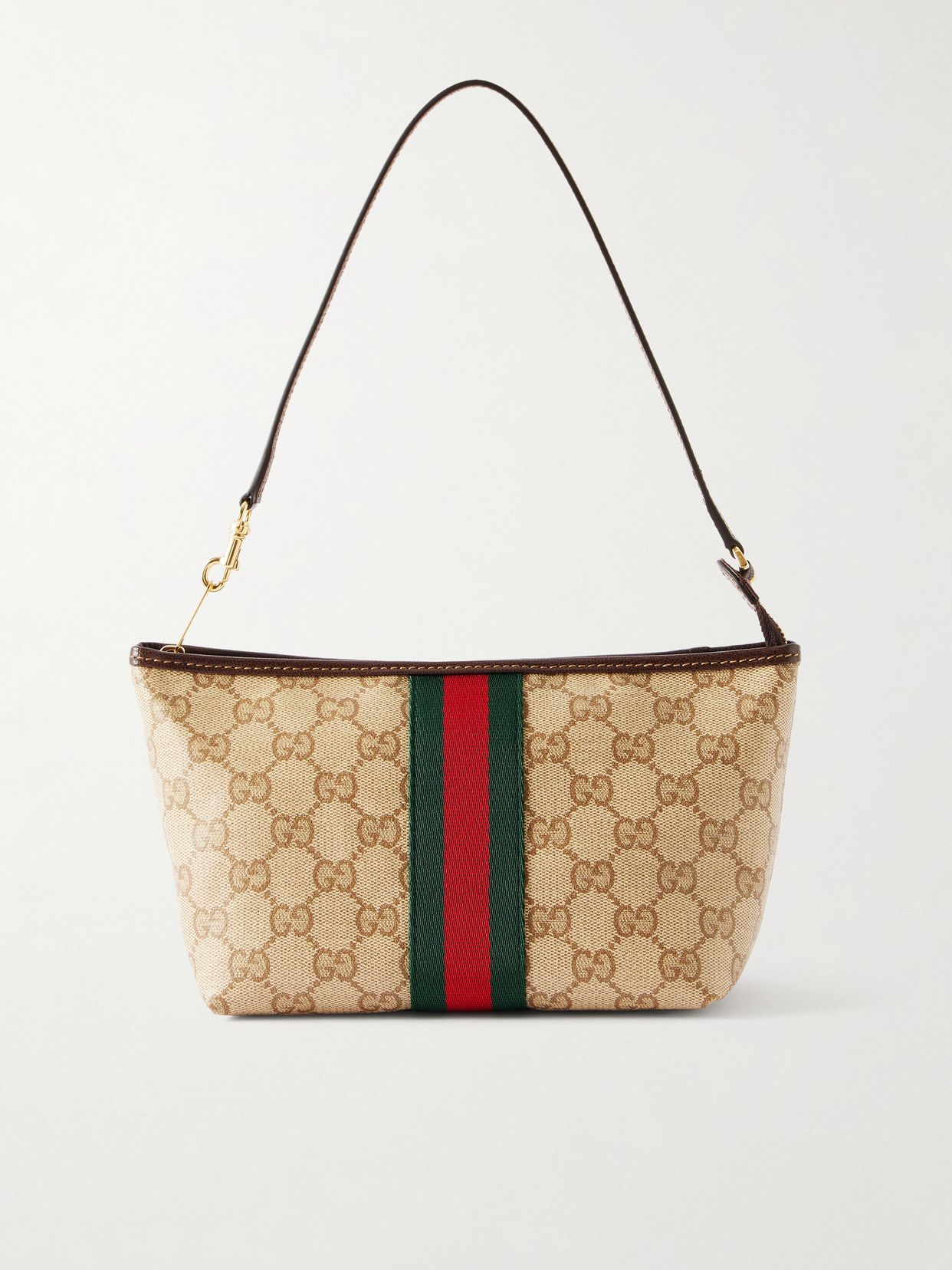 mini leather and webbing trimmed coated canvas shoulder bag