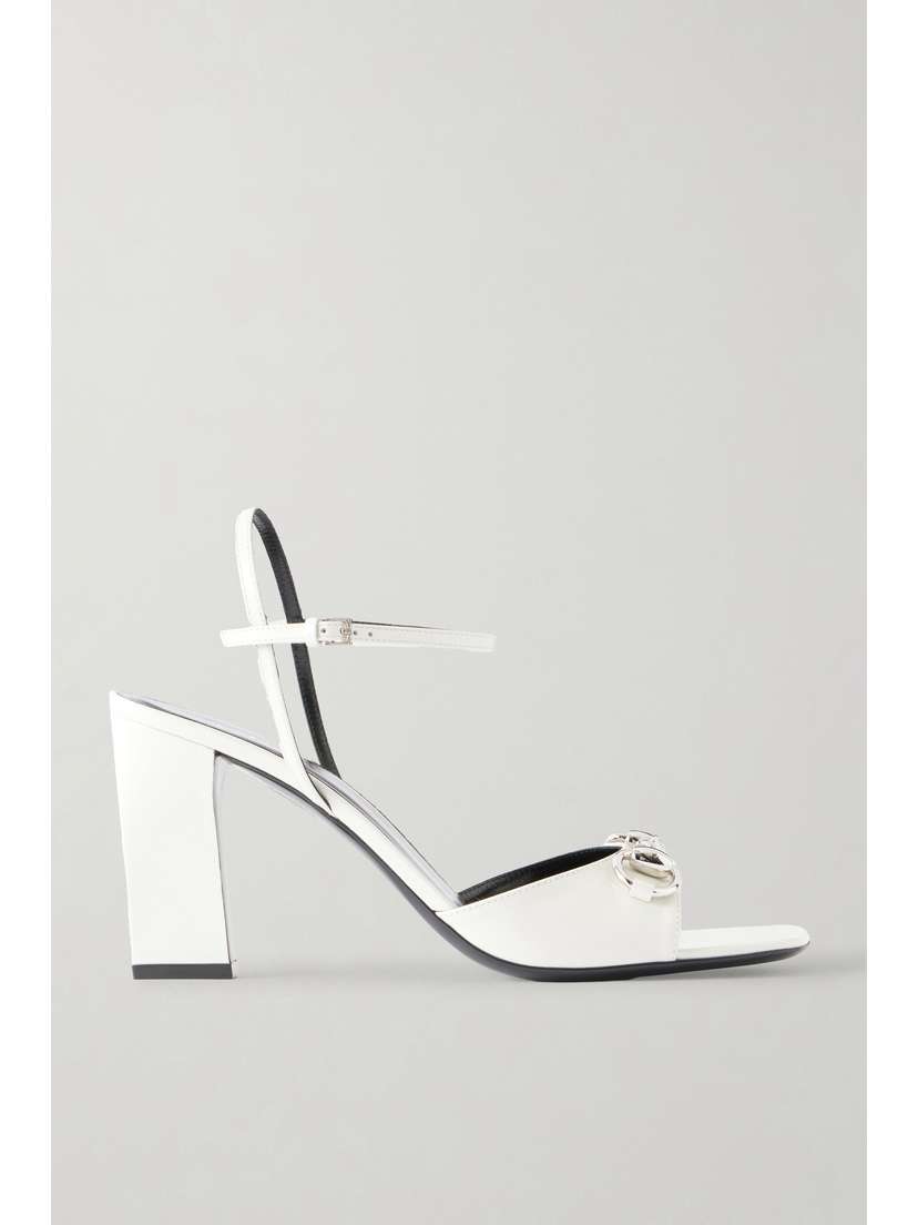 Gucci Signora Horsebit-embellished Patent-leather Sandals