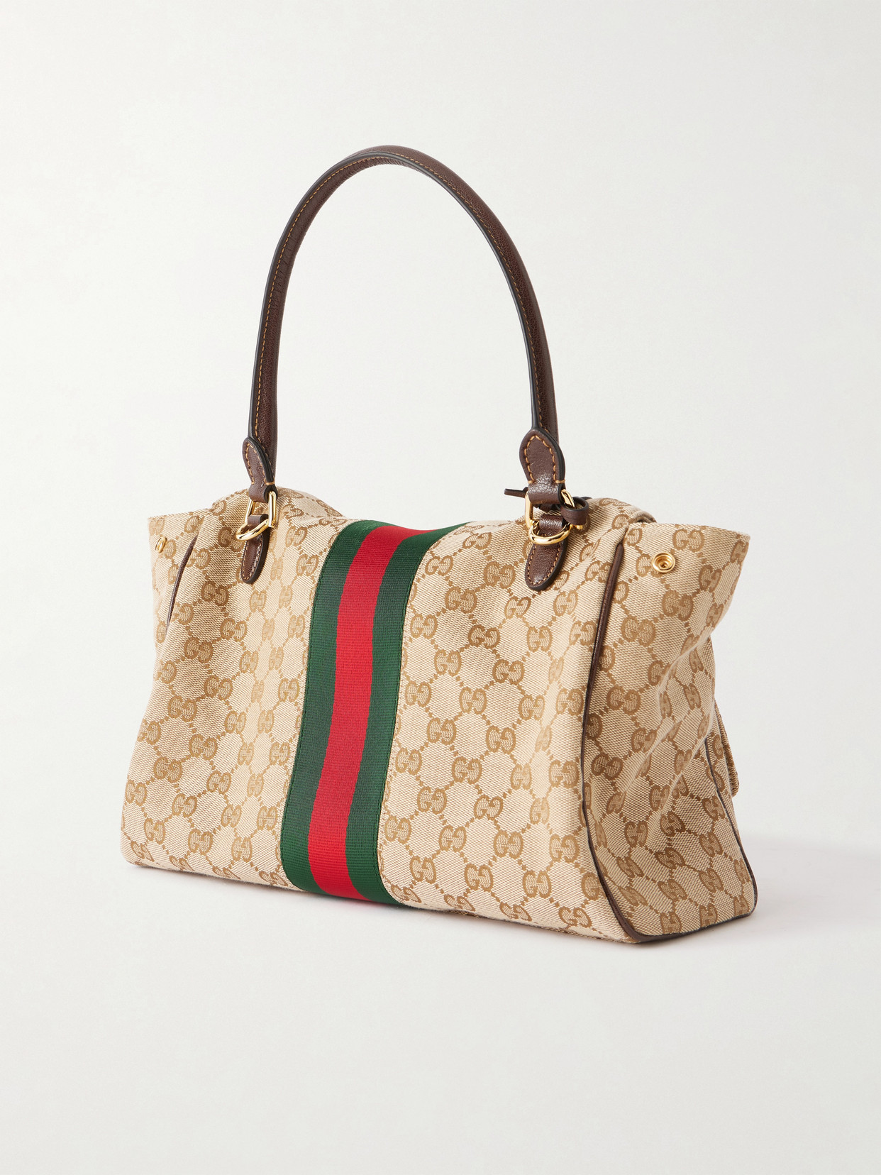 Paparazzo Medium Leather-Trimmed Canvas Shoulder Bag