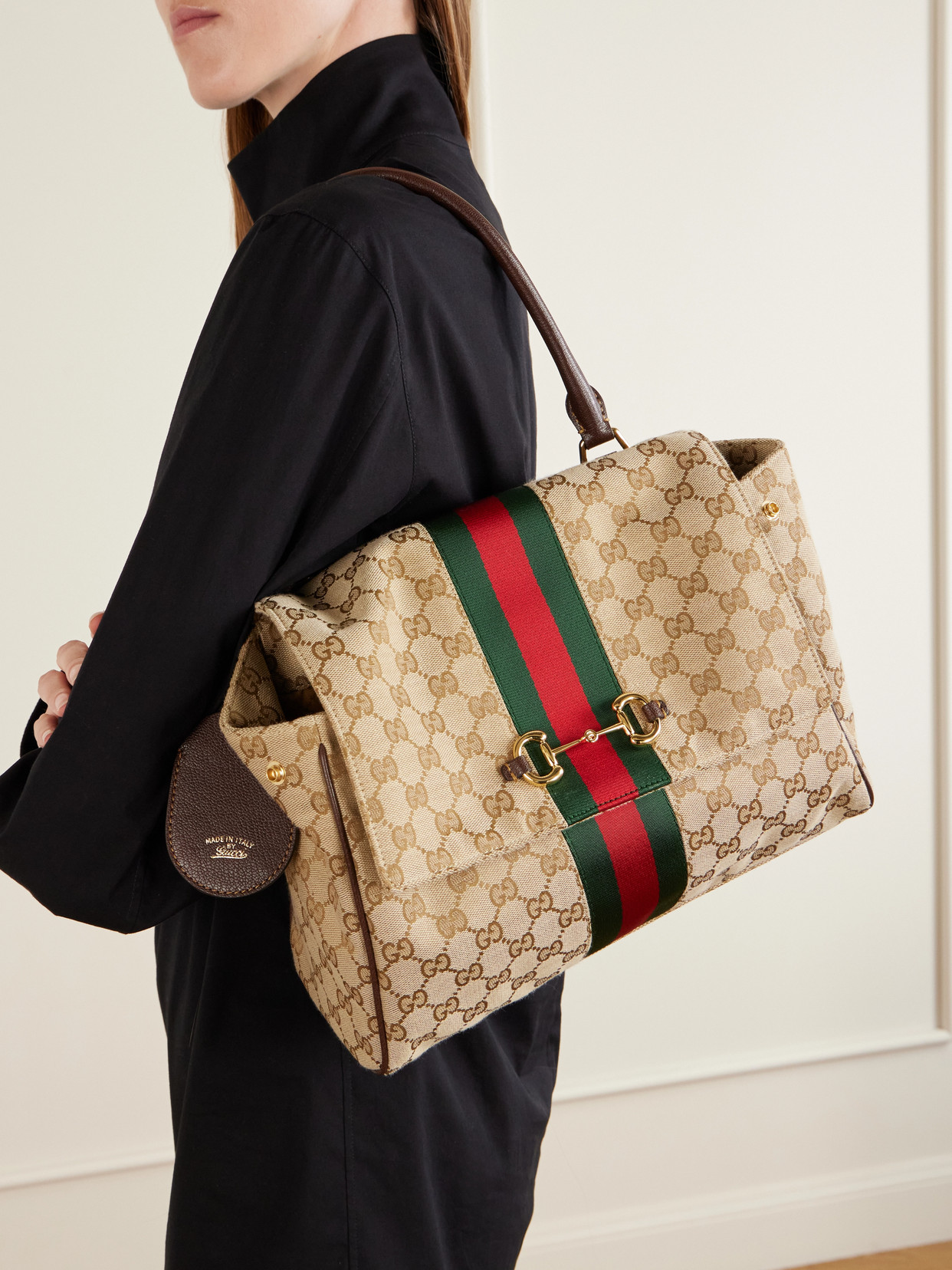 Paparazzo Medium Leather-Trimmed Canvas Shoulder Bag