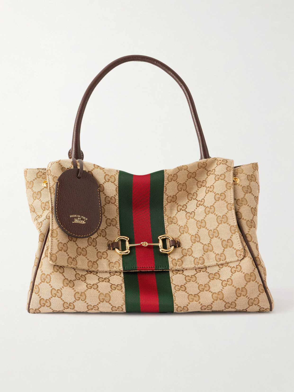 Gucci - Paparazzo Medium Leather-trimmed Canvas Shoulder Bag - Neutrals
