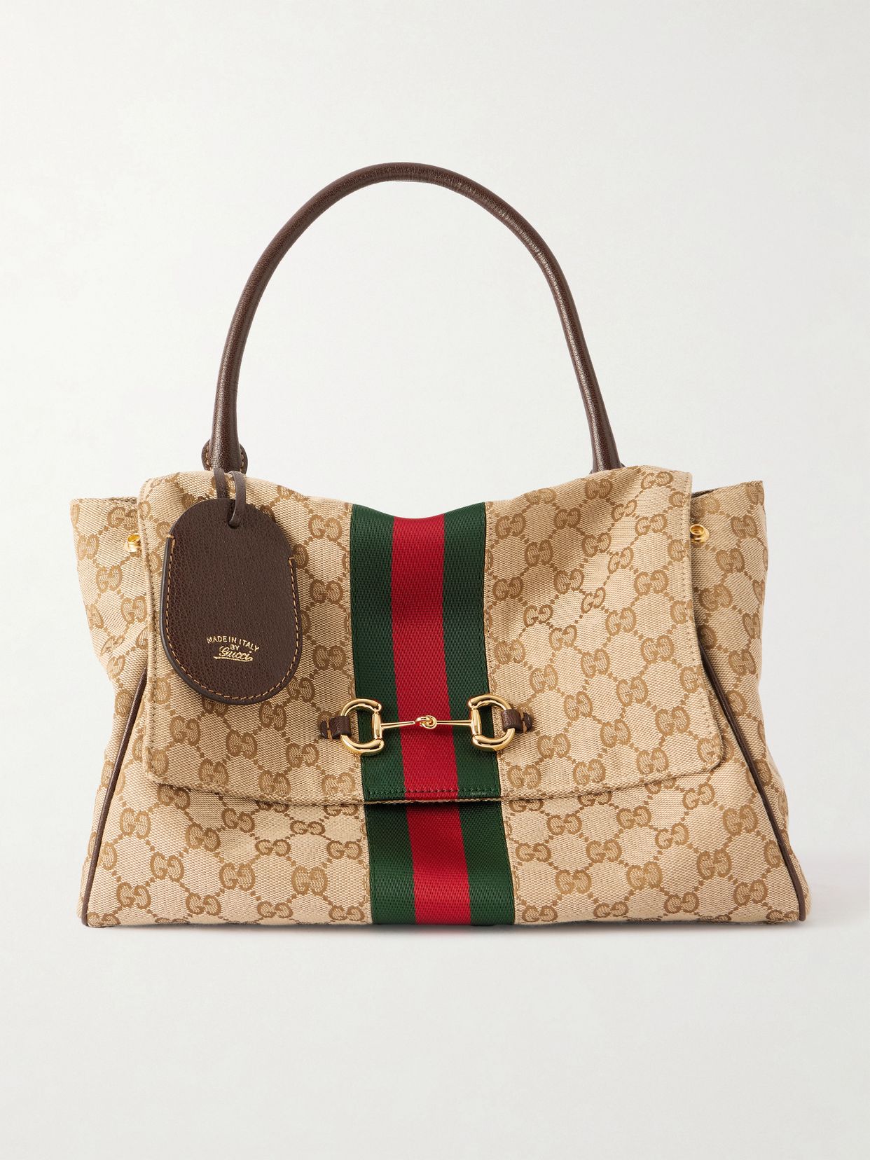 Paparazzo medium leather-trimmed canvas-jacquard shoulder bag