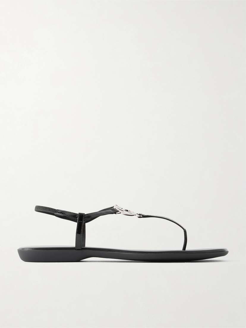 Gucci Logo-embellished Leather Thong Sandals
