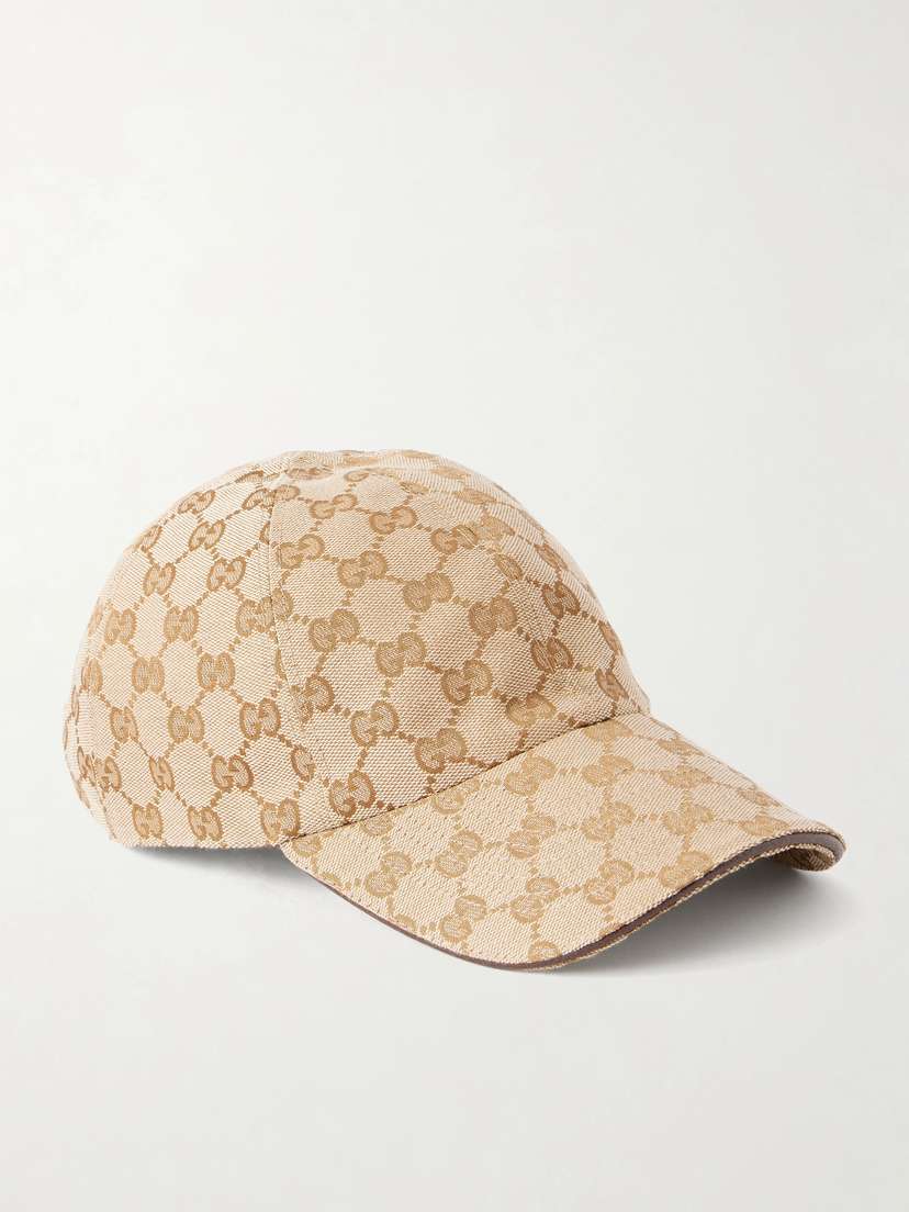 Gucci eather-trimmed Jacquard Canvas Baseball Cap