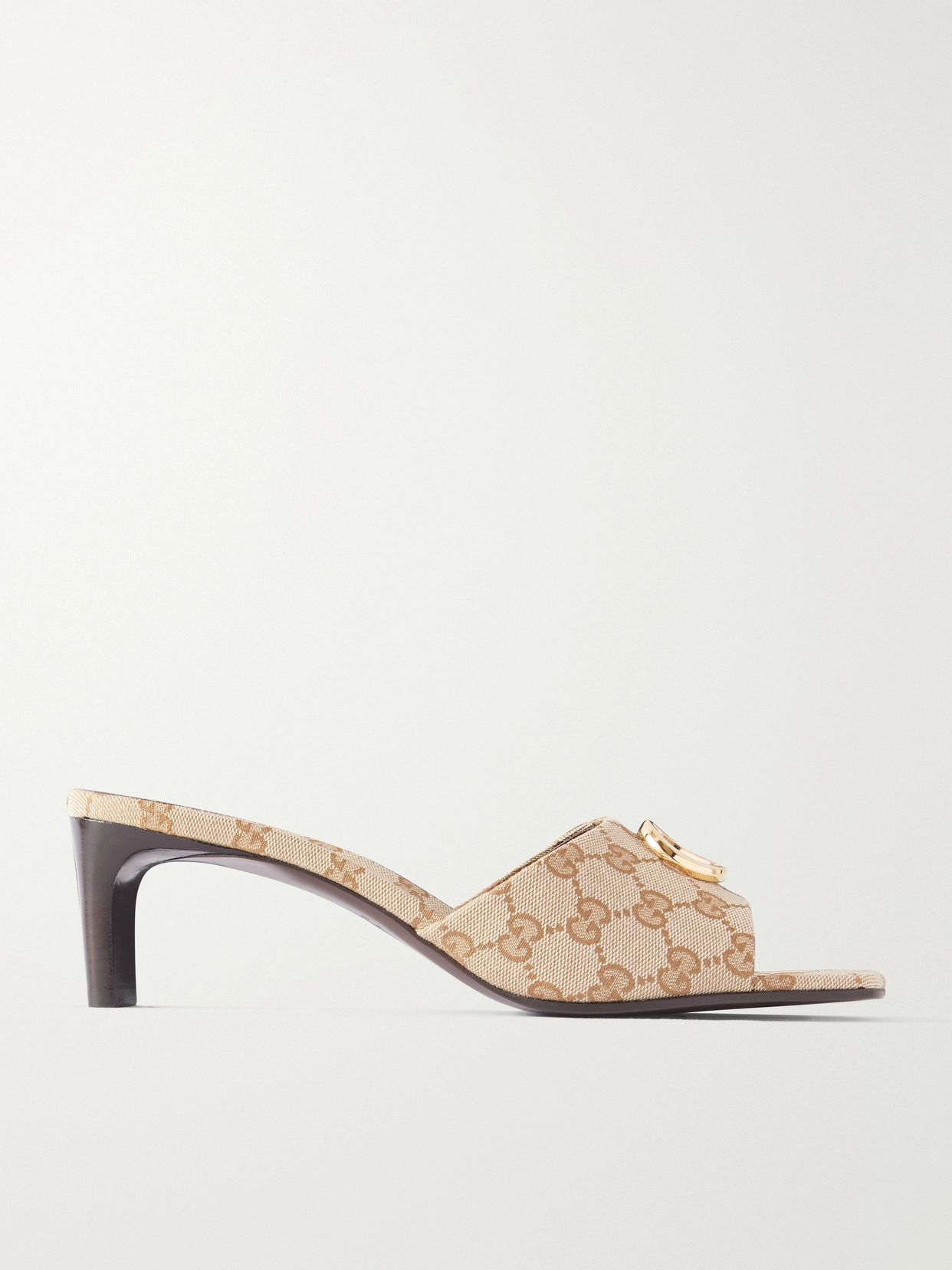 double g embellished canvas jacquard mules
